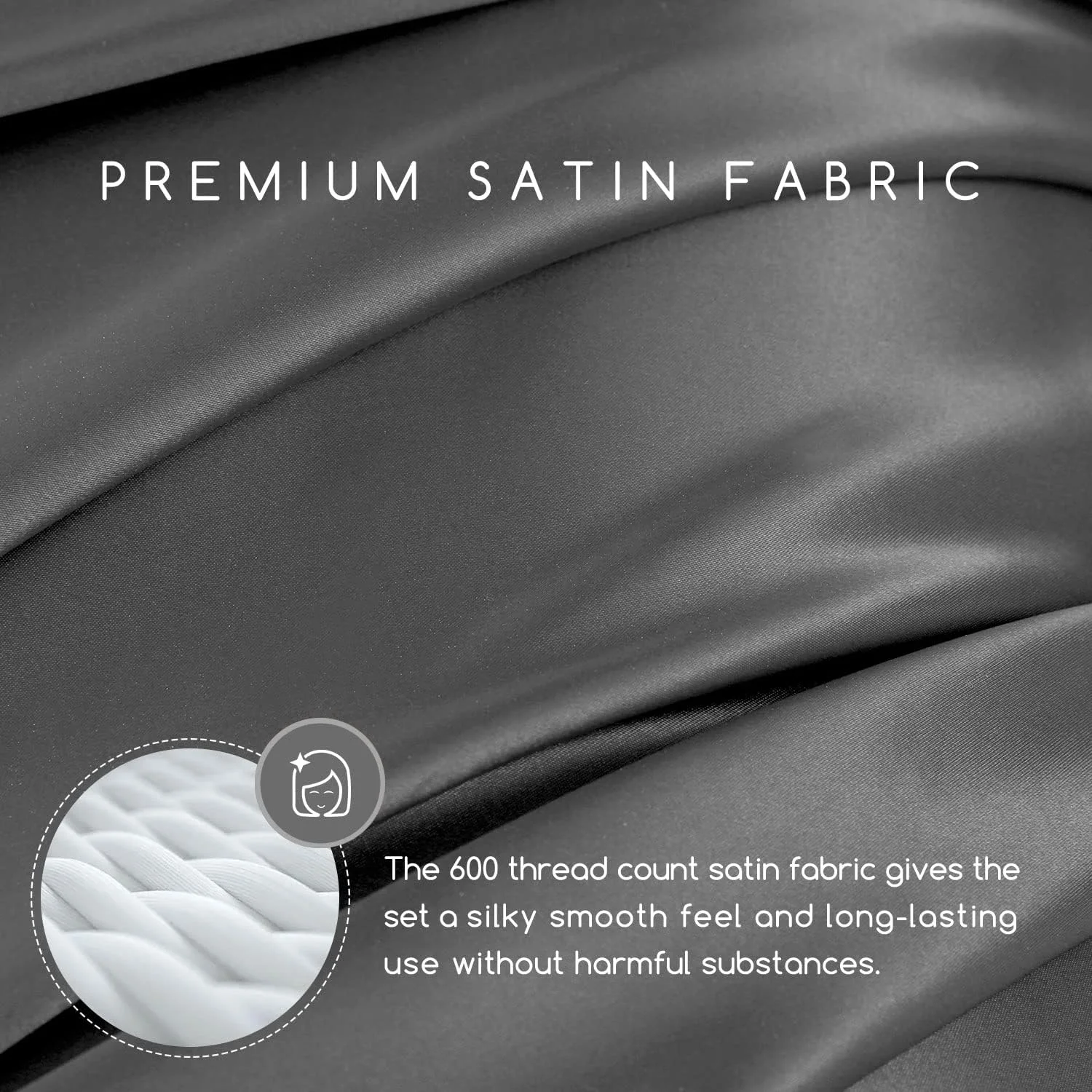 ست ملحفه ساتن تخت خواب MR&HM، سایز کینگ، ست ملحفه ابریشمی 6 تکه با جیب عمیق 15 اینچی برای تشک (کینگ، خاکستری تیره)