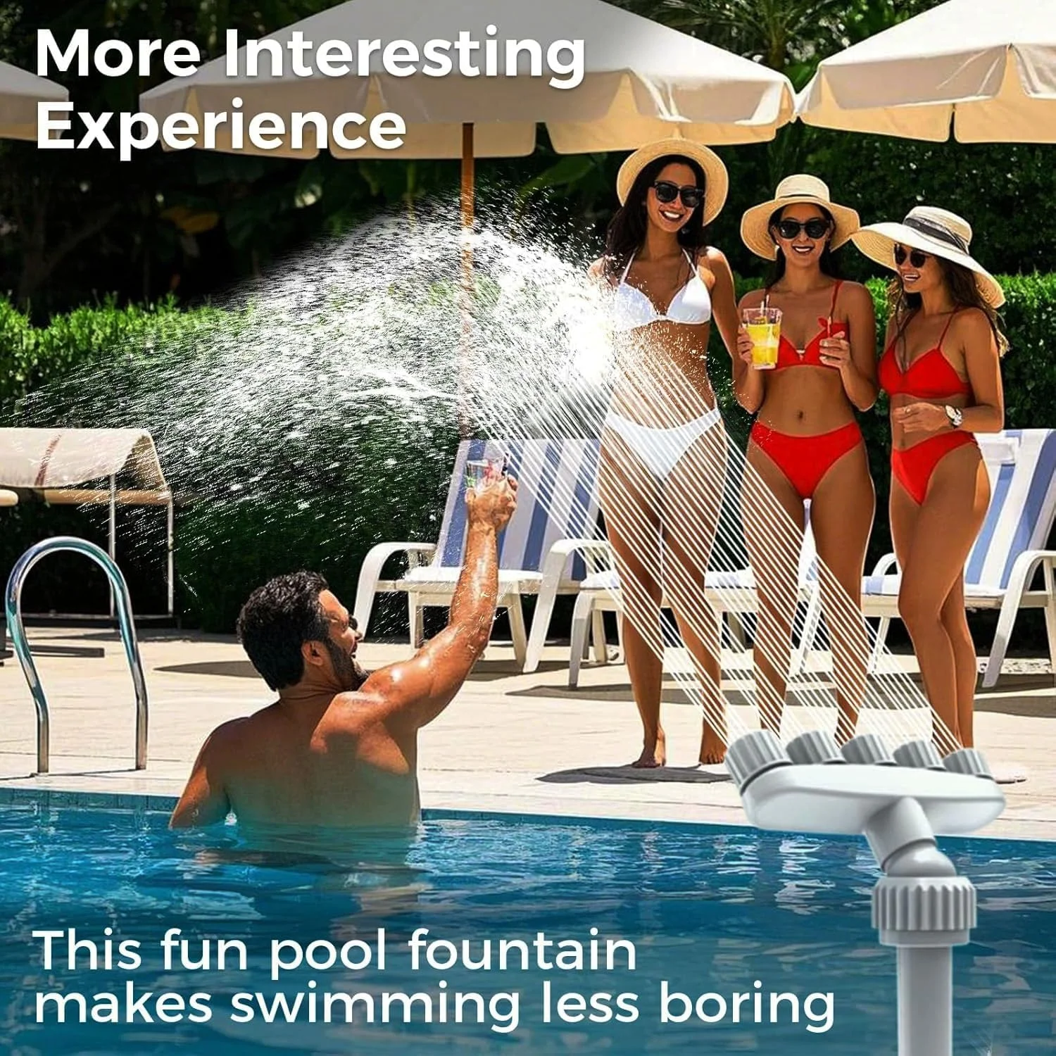 فواره استخر 360 درجه قابل تنظیم برای استخرهای روکار و توکار، آبپاش آبشاری پنج نازله برای خنک کردن و آرامش اسپا، لوازم جانبی اسپری استخر شنا با فشار بالا، سفید فواره استخر 360 درجه قابل تنظیم برای استخرهای روکار و توکار، آبپاش آبشاری پنج نازله برای خنک کردن و آرامش اسپا، لوازم جانبی اسپری استخر شنا با فشار بالا، سفید