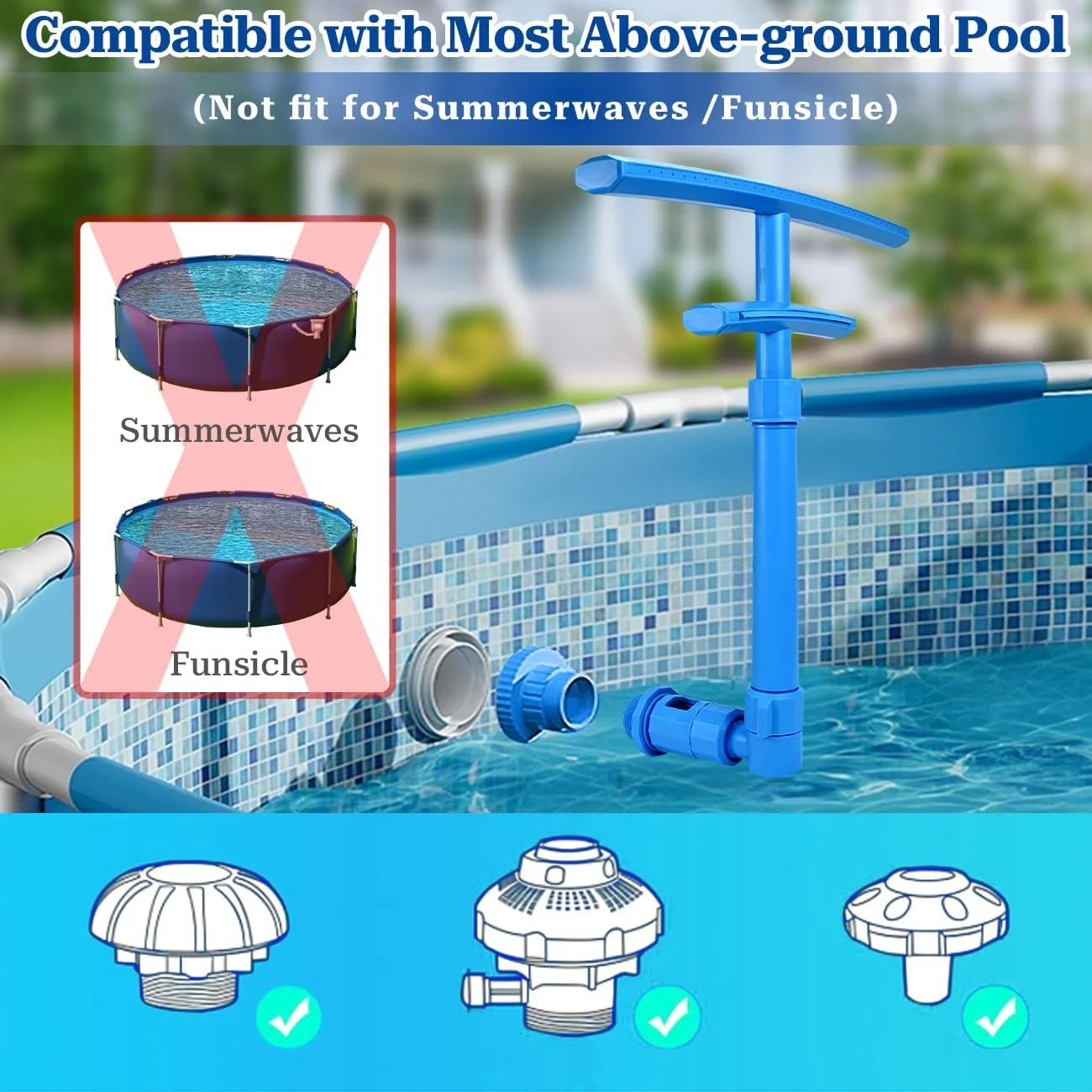 فواره استخر دوگانه با آبفشان و آبپاش قابل تنظیم، مناسب برای استخرهای روکار، خنک کننده استخر تا 10 درجه فارنهایت، لوازم جانبی استخر و دکور استخر فواره استخر دوگانه با آبفشان و آبپاش قابل تنظیم، مناسب برای استخرهای روکار، خنک کننده استخر تا 10 درجه فارنهایت، لوازم جانبی استخر و دکور استخر