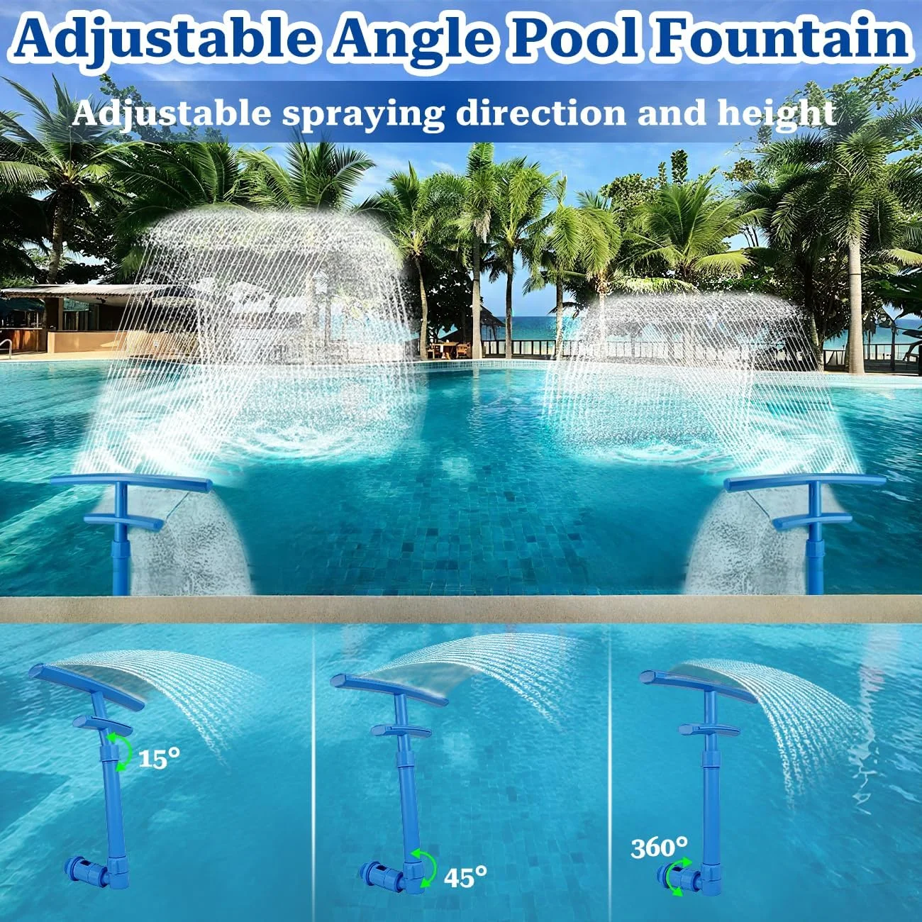 فواره استخر دوگانه با آبفشان و آبپاش قابل تنظیم، مناسب برای استخرهای روکار، خنک کننده استخر تا 10 درجه فارنهایت، لوازم جانبی استخر و دکور استخر فواره استخر دوگانه با آبفشان و آبپاش قابل تنظیم، مناسب برای استخرهای روکار، خنک کننده استخر تا 10 درجه فارنهایت، لوازم جانبی استخر و دکور استخر