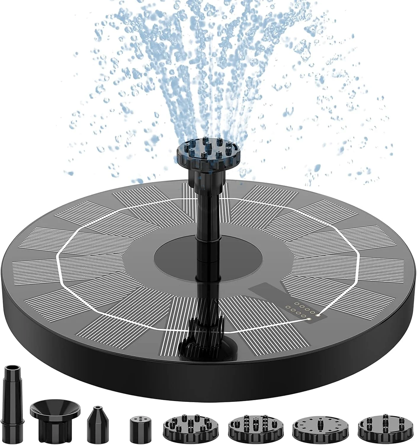 آبنمای خورشیدی شناور آیسیتین برای فضای باز، پمپ خورشیدی حوضچه با 6 نازل، آبنمای خورشیدی برای باغ ها، حوضچه های پرندگان، حوضچه ها