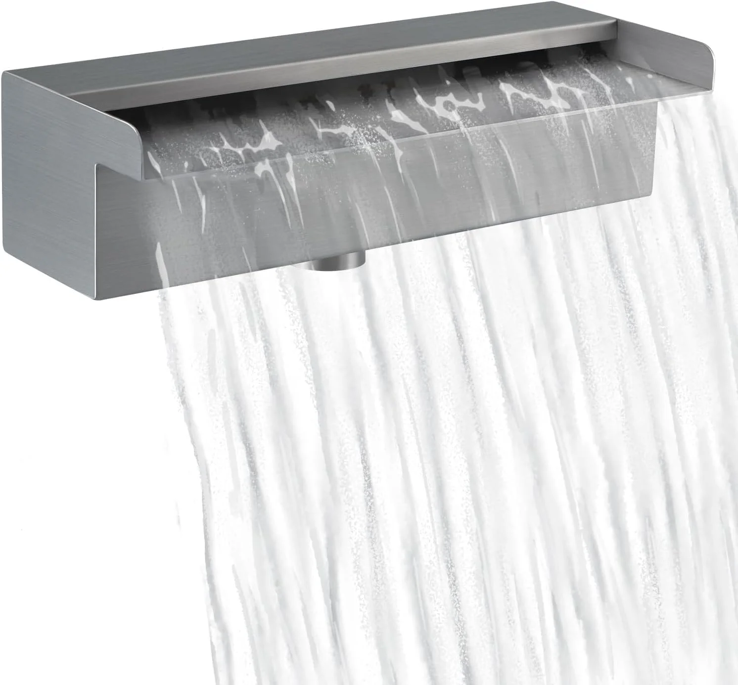 آبنمای استخری Hengbo مدل آبشاری از جنس استیل ضد زنگ 304، خروجی آب مستطیلی 30 سانتی متری برای استخر شنا، حوض باغ، فضای باز و اسپا (30 سانتی متر)