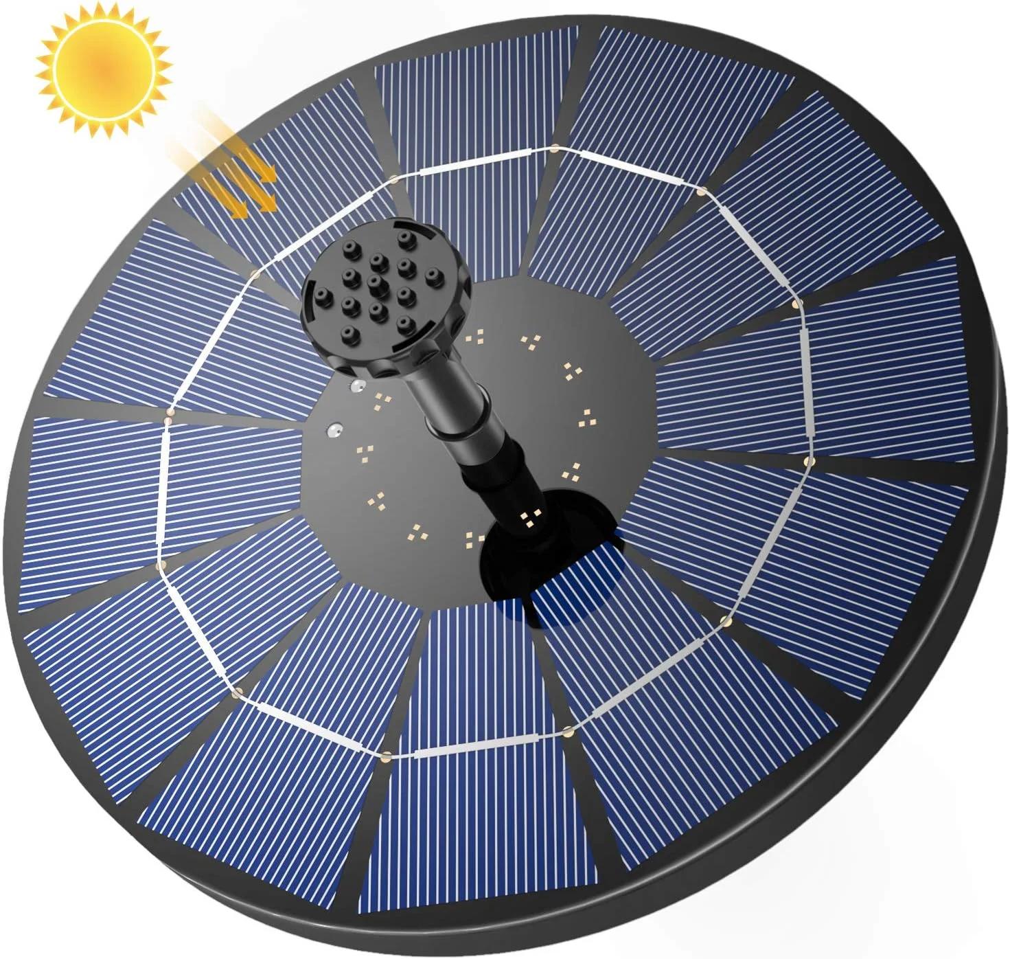 آبنمای خورشیدی شناور AISITIN با توان 3.5 وات، دارای باتری پشتیبان و 6 نازل، مناسب برای حمام پرندگان، حوض، تزئین باغ و استخر