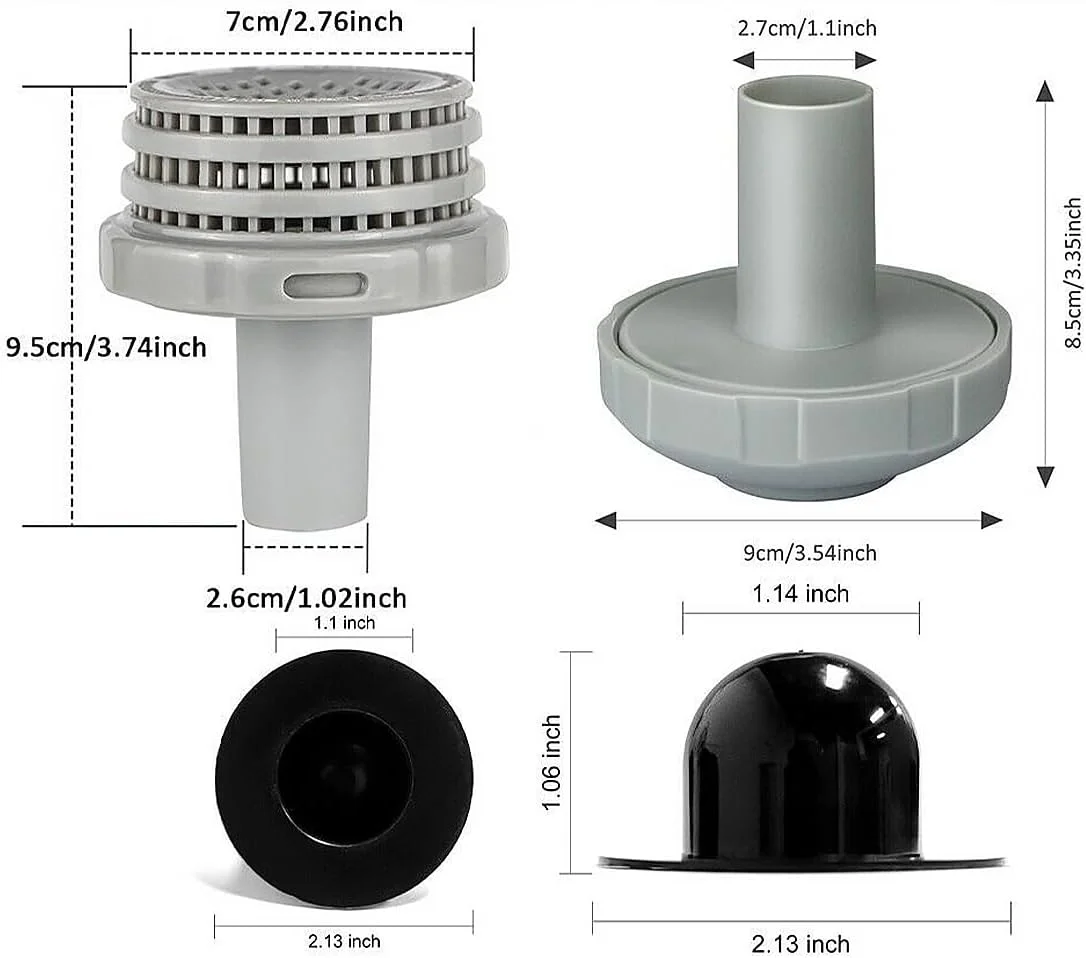 مجموعه اتصالات جت آب استخر شنا Alnicov با توری صافی خروجی، نازل ورودی و درپوش سوراخ با اتصالات 1.25 اینچی
