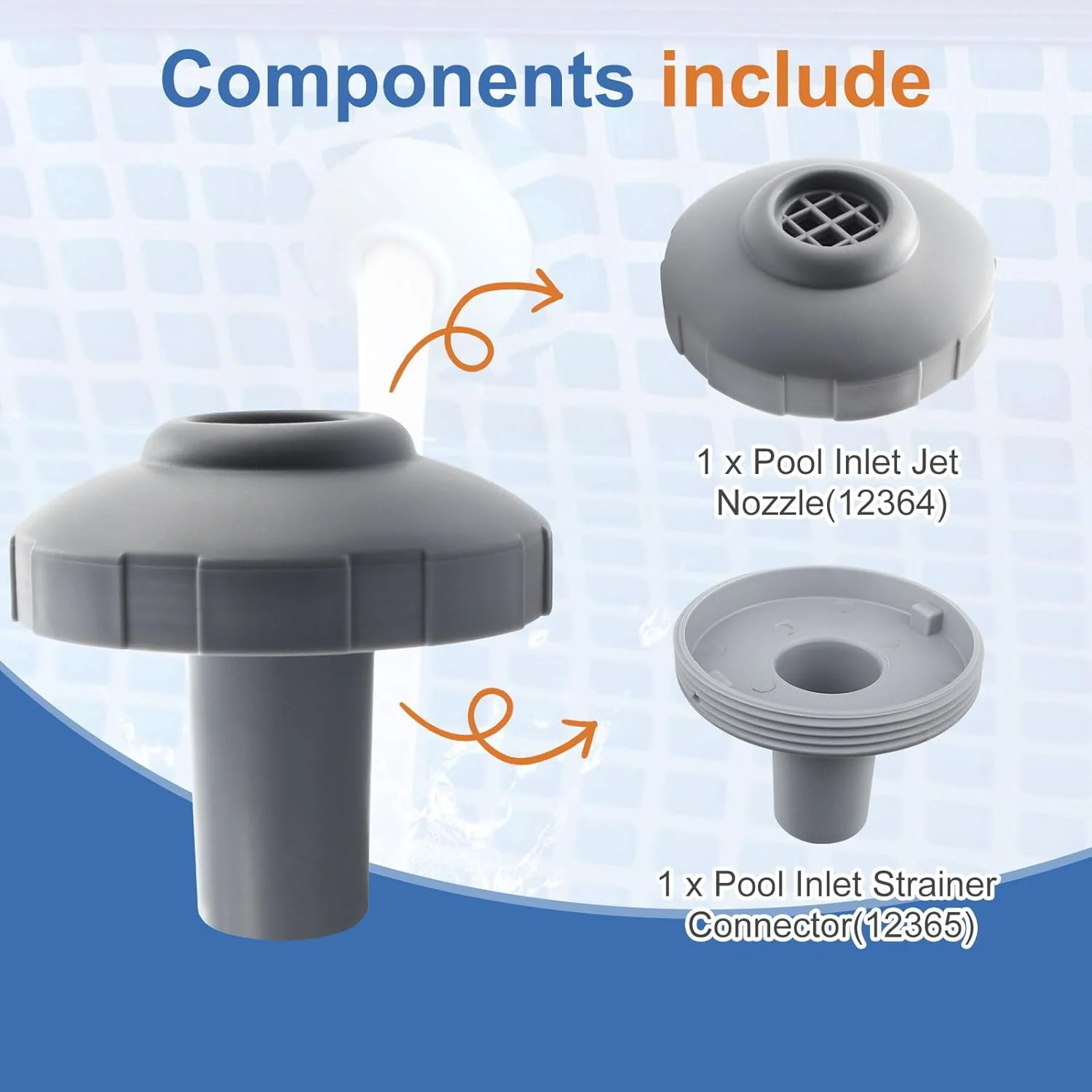 نازل جت ورودی استخر Aulpq / اتصال دهنده صافی ورودی استخر 12365 12364، برای استخرهای روی زمینی Intex 25022E 26005E، برای تمام استخرهای روی زمینی و ورودی/خروجی آب استخرهای داخل زمینی با اتصالات 1-1/4 اینچی نازل جت ورودی استخر Aulpq / اتصال دهنده صافی ورودی استخر 12365 12364، برای استخرهای روی زمینی Intex 25022E 26005E، برای تمام استخرهای روی زمینی و ورودی/خروجی آب استخرهای داخل زمینی با اتصالات 1-1/4 اینچی