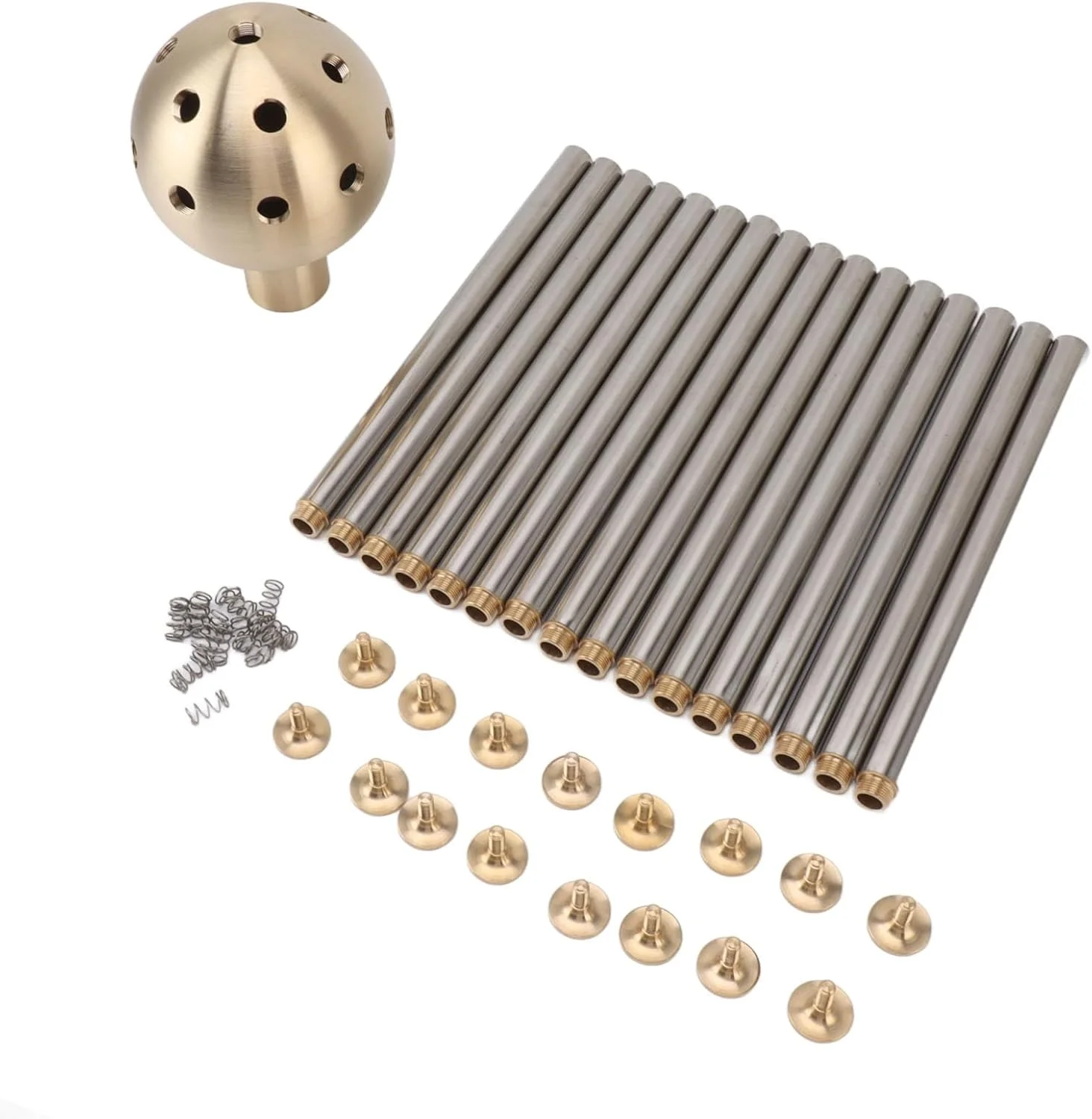 نازل فواره الهام گرفته از BusoTh با کره و 16 نازل، برنجی استیل G1 اینچ، برای تزئین محوطه سازی حوض باغ، قطعات فواره استخر