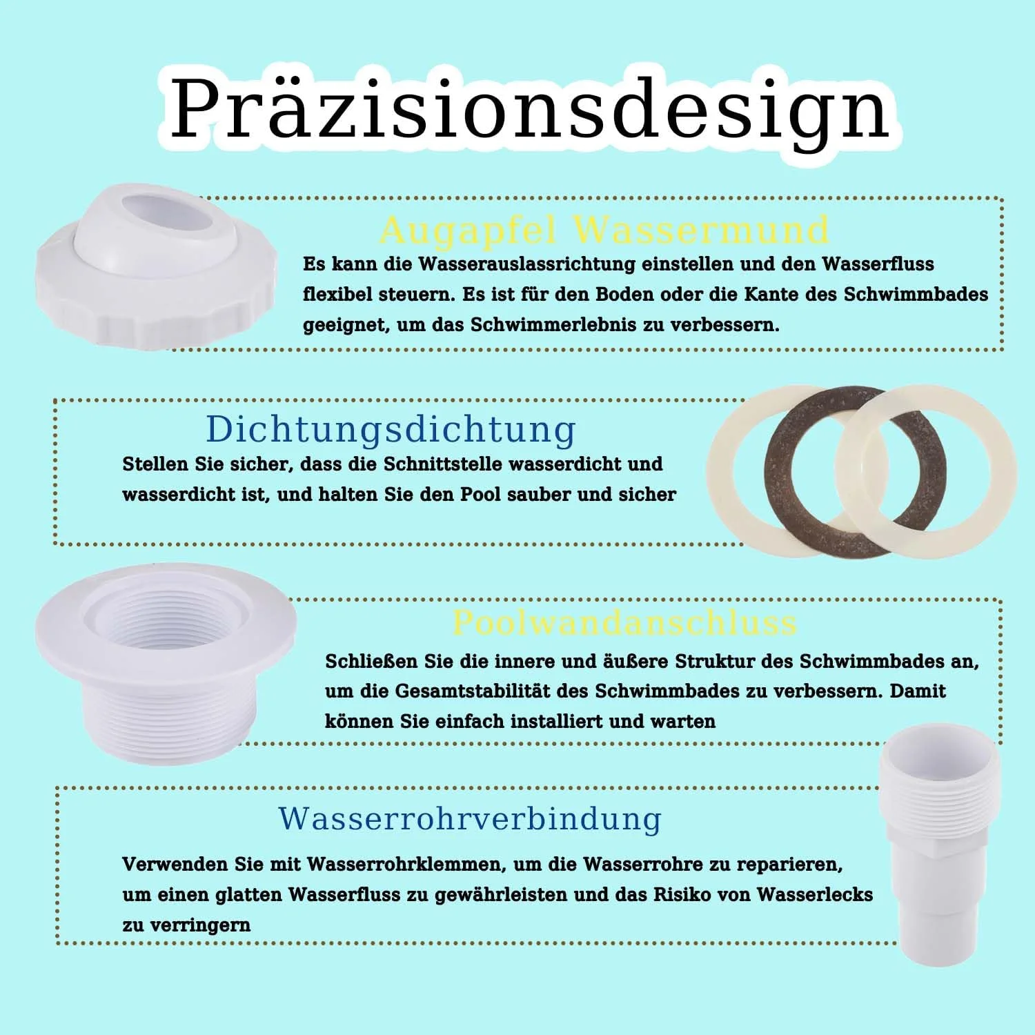 نازل ورودی قابل تنظیم استخر، نازل ورودی برای استخرهای دیواری فولادی، نازل برگشتی با سر چرخشی، نازل استخر اسکیمر، نازل ورودی استخر، نازل ورودی استخر برای اتصال شلنگ 32 میلی متر / 38 میلی متر نازل ورودی قابل تنظیم استخر، نازل ورودی برای استخرهای دیواری فولادی، نازل برگشتی با سر چرخشی، نازل استخر اسکیمر، نازل ورودی استخر، نازل ورودی استخر برای اتصال شلنگ 32 میلی متر / 38 میلی متر