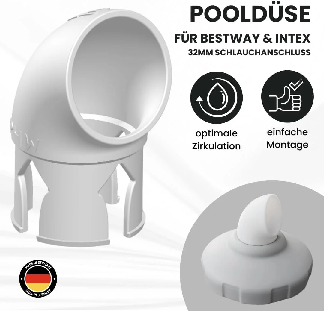 نازل ورودی استخر edaltec، نازل زاویه دار چرخشی 360 درجه، مناسب برای خروجی نازل استخر اینتکس، لوازم جانبی تمیز کننده گردش هوا، قطر 32 میلی متر، سفید