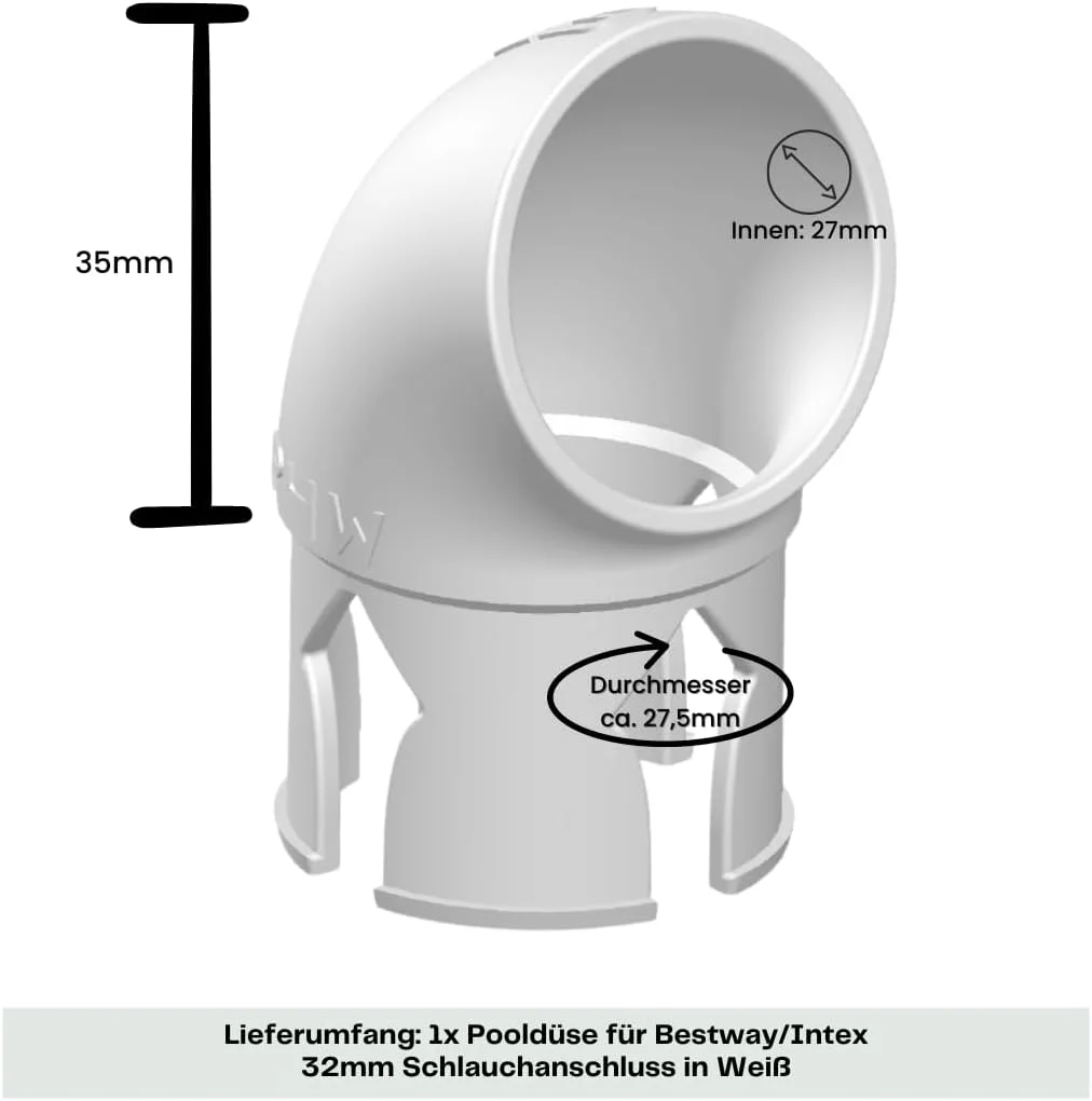 نازل ورودی استخر edaltec، نازل زاویه دار چرخشی 360 درجه، مناسب برای خروجی نازل استخر اینتکس، لوازم جانبی تمیز کننده گردش هوا، قطر 32 میلی متر، سفید