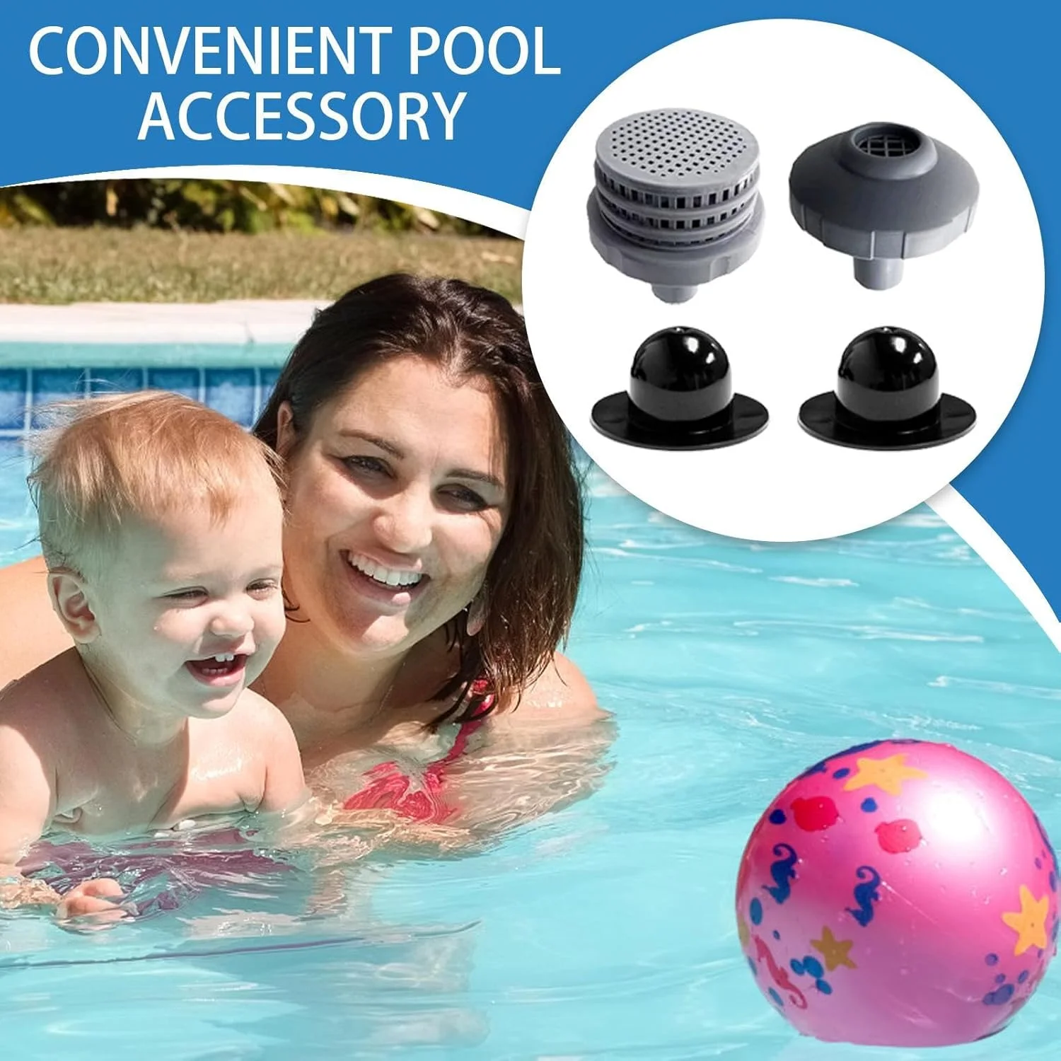 نازل ورودی استخر - کیت دریچه پیستونی استخر - لوازم جانبی و قطعات اسپا برای تهویه و نگهداری در تابستان در فضای باز، حیاط خلوت و پاسیو