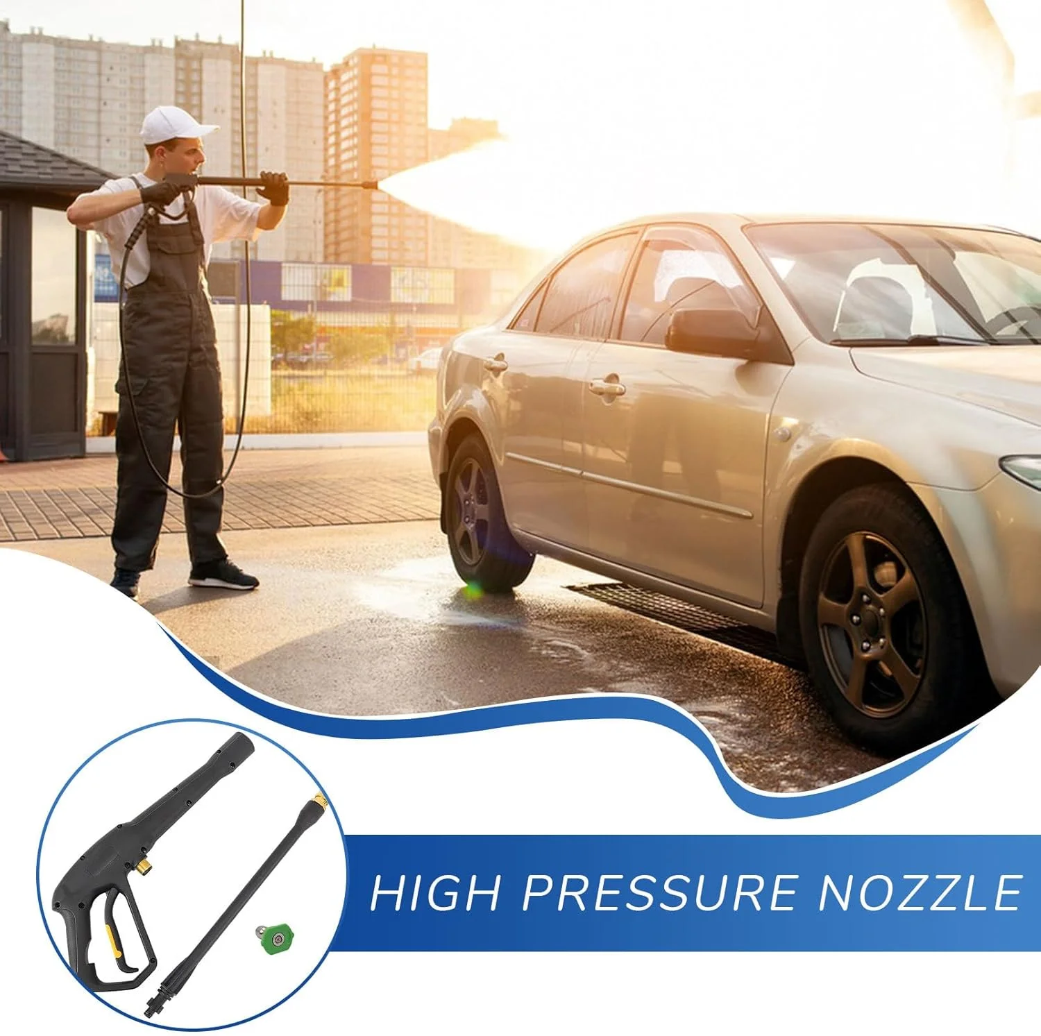 نازل شلنگ فشار قوی | سر آبپاش چمن - نازل شلنگ فشار قوی با 2030 Psi برای حیاط خلوت، استخر، عرشه، باغ، چمن، آشپزخانه، ساخت و ساز، شستشوی خودرو