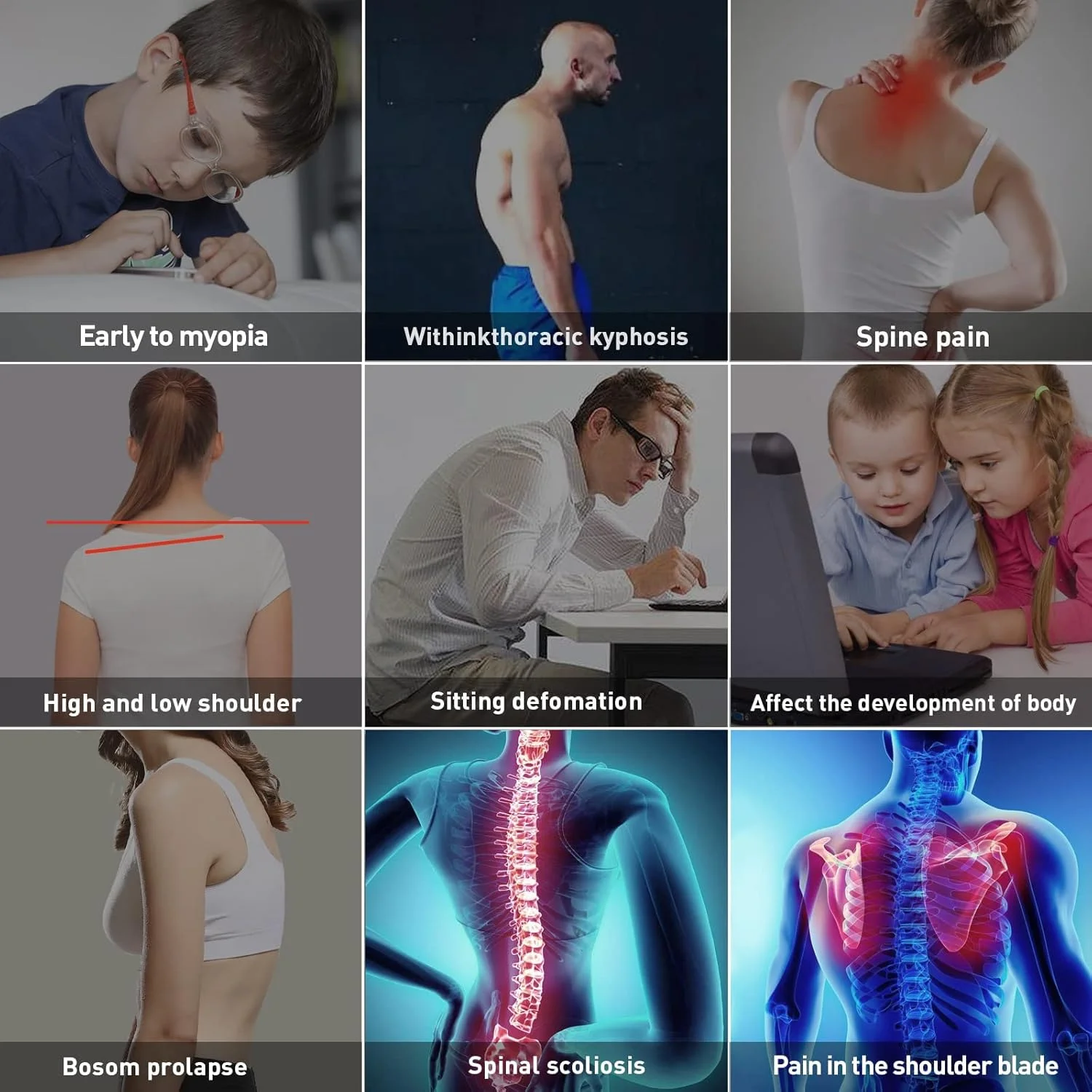 کمربند اصلاح کننده وضعیت بدن MAKINGTEC، صاف کننده ستون فقرات قابل تنظیم برای تسکین درد گردن و شانه، ایجاد وضعیت نشستن و ایستادن مناسب برای مردان، زنان، سالمندان و نوجوانان (1 عدد مشکی، M)