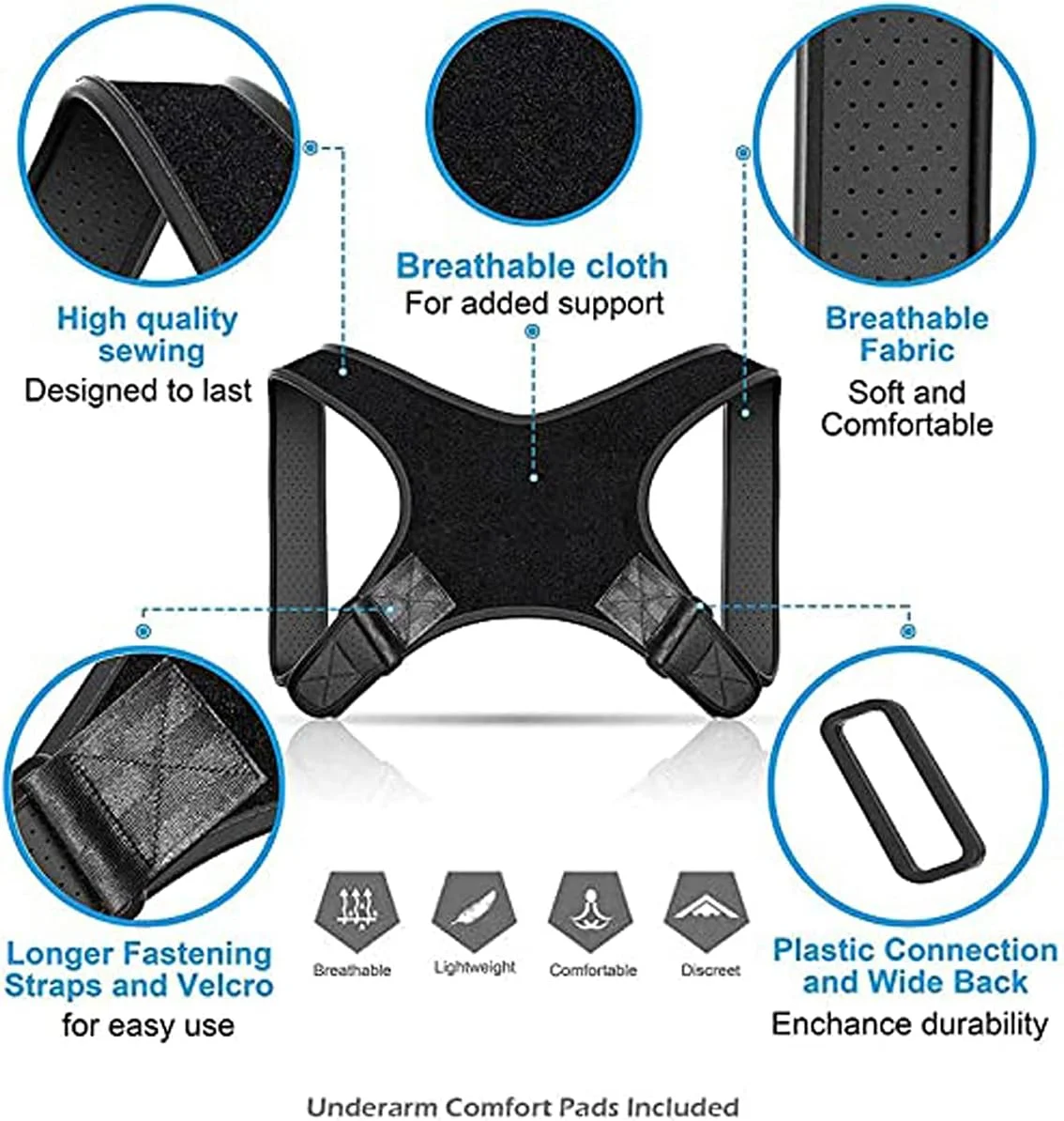 KASTWAVE اصلاح کننده وضعیت بدن برای مردان | بریس قابل تنظیم قسمت بالای کمر برای ترقوه برای حمایت از گردن، کمر و شانه، تسکین درد، صاف کننده کیفوز، حمایت از ستون فقرات KASTWAVE اصلاح کننده وضعیت بدن برای مردان | بریس قابل تنظیم قسمت بالای کمر برای ترقوه برای حمایت از گردن، کمر و شانه، تسکین درد، صاف کننده کیفوز، حمایت از ستون فقرات