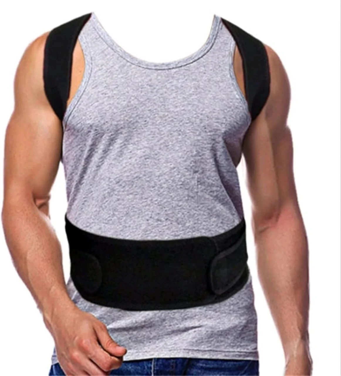 کمربند اصلاح کننده وضعیت بدن با قابلیت تنظیم، پشتیبانی کامل از شانه و کمر به همراه صفحه (رنگ: مشکی، سایز: XL:80-95cm) کمربند اصلاح کننده وضعیت بدن با قابلیت تنظیم، پشتیبانی کامل از شانه و کمر به همراه صفحه (رنگ: مشکی، سایز: XL:80-95cm)