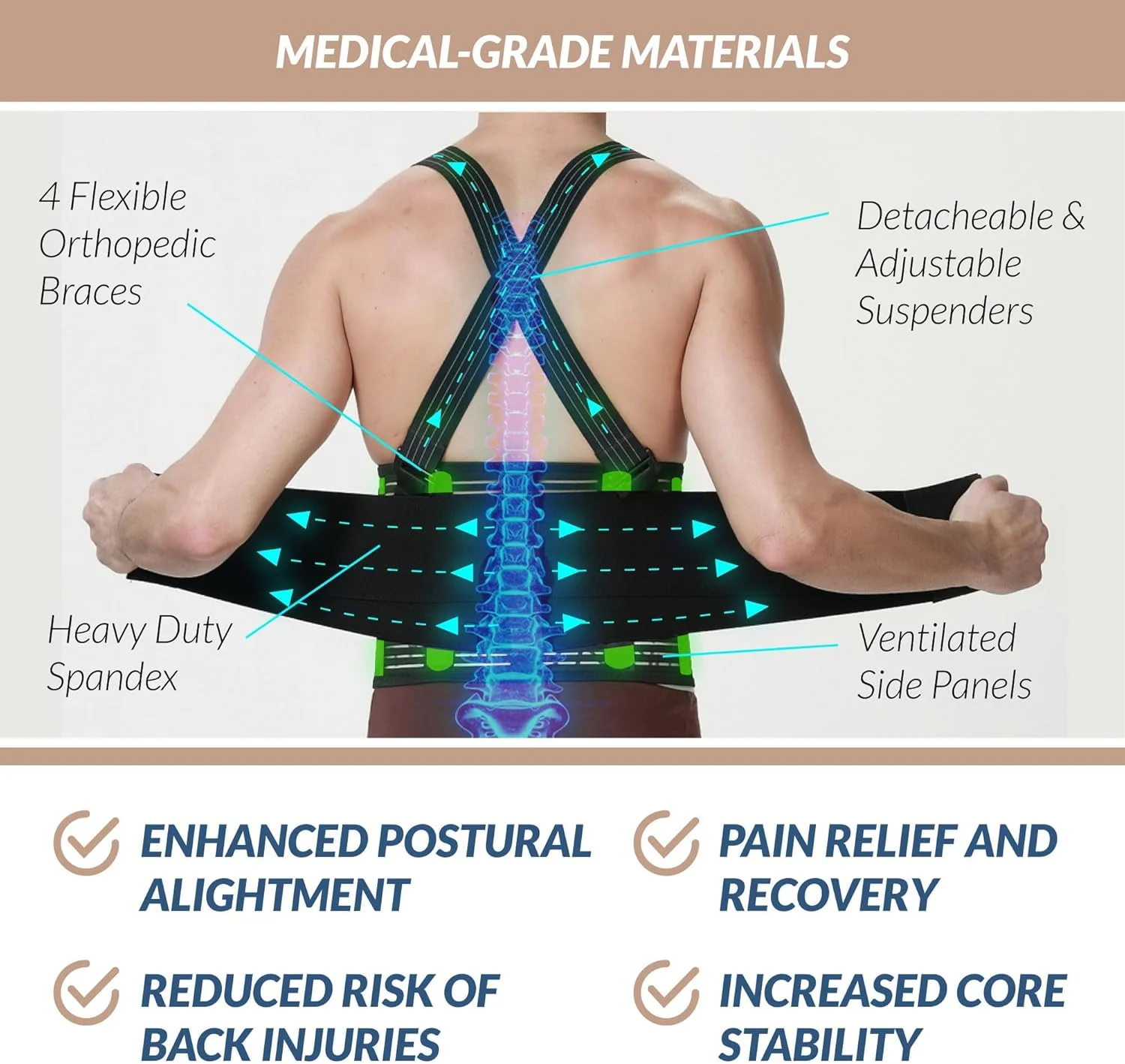 کمربند طبی قابل تنظیم برای پشتیبانی از کمر، فشرده سازی ارتوپدی کمر با آتل های جداشدنی برای تسکین درد ناحیه کمر برای مردان و زنان، اصلاح کننده وضعیت بدن برای کمر و شکم (مشکی) کمربند طبی قابل تنظیم برای پشتیبانی از کمر، فشرده سازی ارتوپدی کمر با آتل های جداشدنی برای تسکین درد ناحیه کمر برای مردان و زنان، اصلاح کننده وضعیت بدن برای کمر و شکم (مشکی)