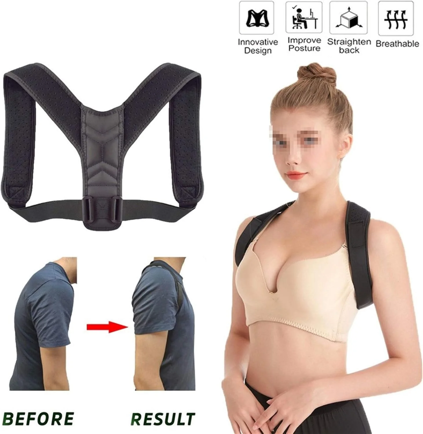 کمربند اصلاح کننده وضعیت بدن طبی، قابل تنظیم برای ترقوه، ستون فقرات، شانه و کمر (رنگ: B، سایز: بزرگ) (T کوچک) راحتی دو برابر کمربند اصلاح کننده وضعیت بدن طبی، قابل تنظیم برای ترقوه، ستون فقرات، شانه و کمر (رنگ: B، سایز: بزرگ) (T کوچک) راحتی دو برابر