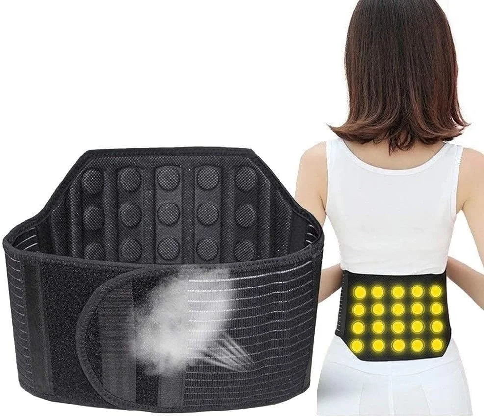 کمربند طبی قابل تنظیم آزون، کمربند طبی با آهنربا، انتشار گرما توسط آهنربا، طراحی ضد لغزش، مناسب برای سیاتیک، دیسک کمر و وزنه برداری (مشکی، L)