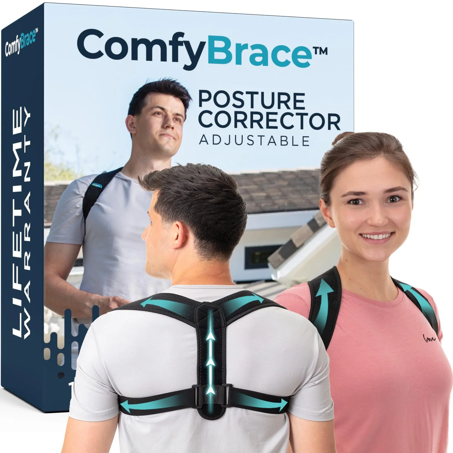 اصلاح کننده وضعیت بدن ComfyBrace - نگهدارنده کمر برای آقایان و بانوان - صاف کننده کاملا قابل تنظیم برای حمایت از قسمت میانی و بالای ستون فقرات - تسکین درد گردن، شانه، ترقوه و کمر - تنفس پذیر اصلاح کننده وضعیت بدن ComfyBrace - نگهدارنده کمر برای آقایان و بانوان - صاف کننده کاملا قابل تنظیم برای حمایت از قسمت میانی و بالای ستون فقرات - تسکین درد گردن، شانه، ترقوه و کمر - تنفس پذیر