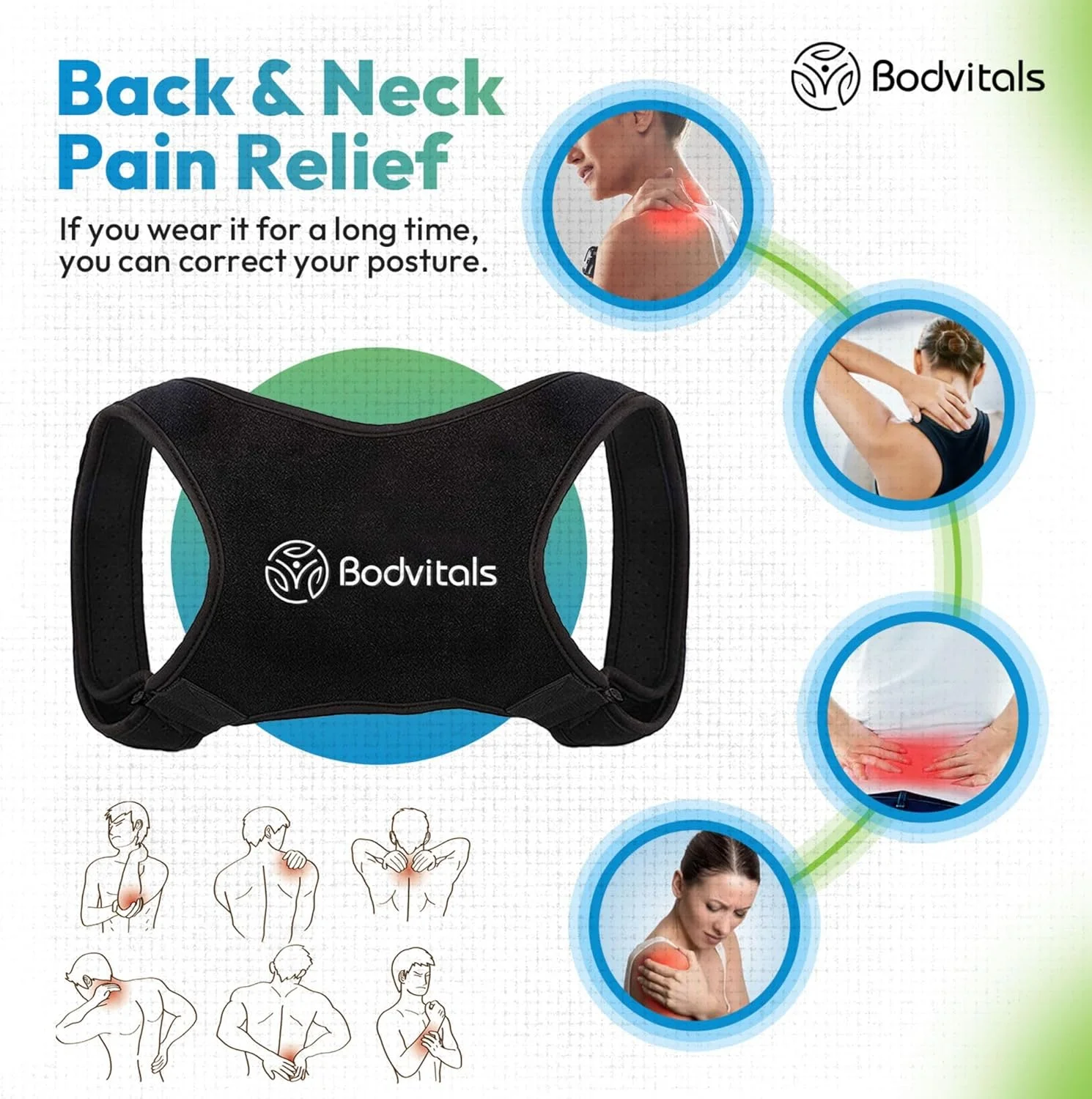 اصلاح کننده وضعیت بدن برای زنان و مردان | بریس پشتیبانی قسمت بالای بدن کاملا قابل تنظیم و راحت | پشتیبانی از وضعیت بدن گردن، شانه و پشت | تسکین درد از ناحیه کمر (مشکی، L)