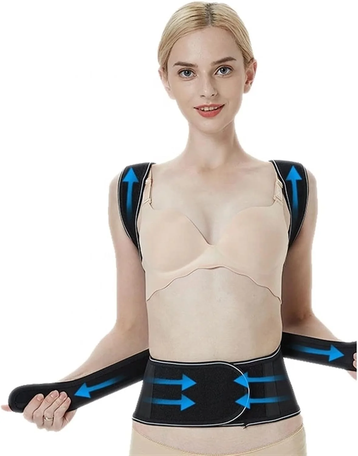 اصلاح کننده وضعیت بدن صاف کننده ورزشی تنفسی قابل تنظیم برای تمام سایزهای بدن کمربند اصلاح قوز بزرگسالان (سایز: L)