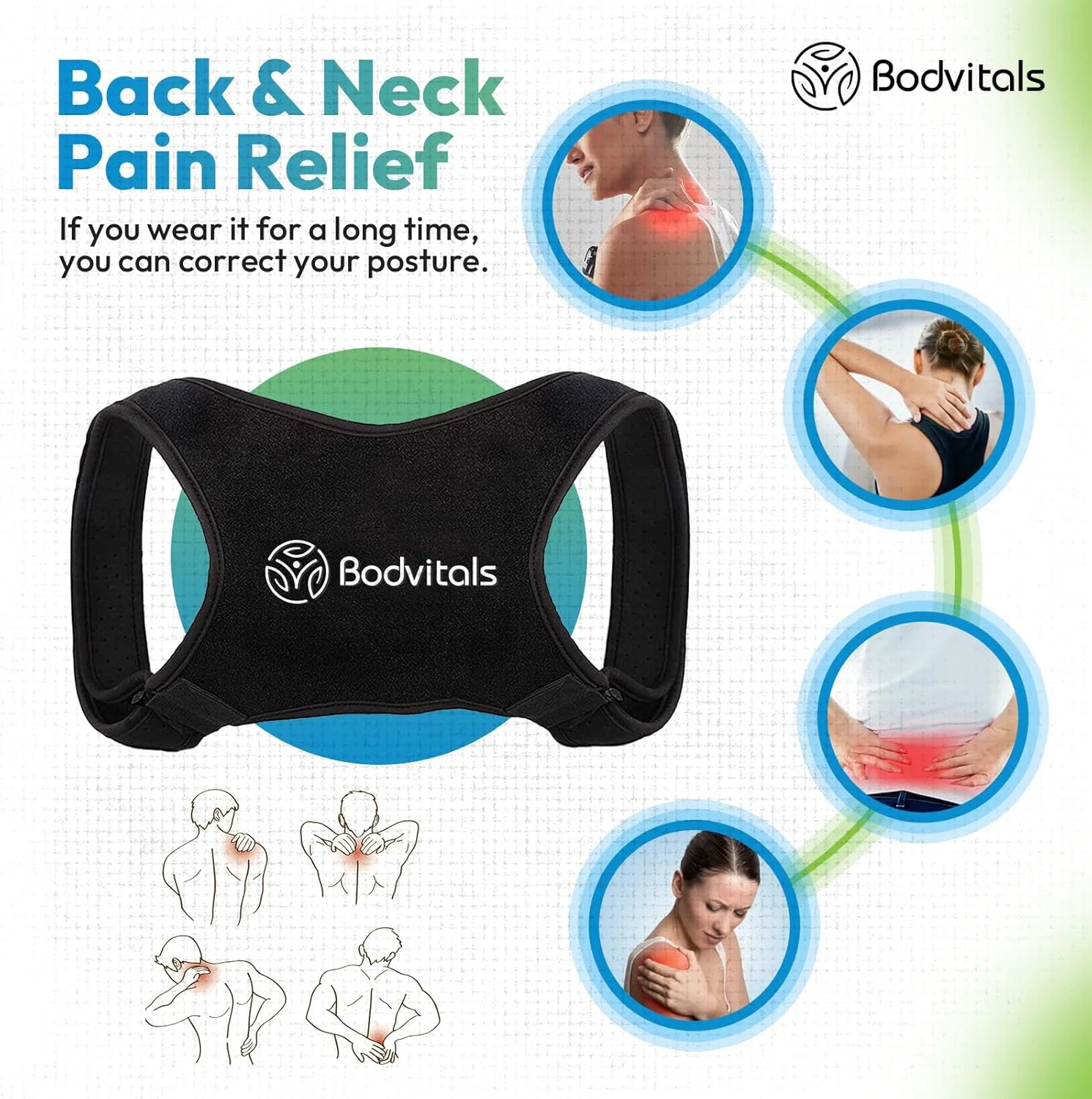 اصلاح کننده وضعیت بدن BODVITALS برای زنان و مردان | بریس پشتیبانی نیمه بالایی کاملاً قابل تنظیم و راحت | پشتیبانی از وضعیت بدن گردن، شانه و پشت | تسکین درد از ناحیه کمر (مشکی، M) اصلاح کننده وضعیت بدن BODVITALS برای زنان و مردان | بریس پشتیبانی نیمه بالایی کاملاً قابل تنظیم و راحت | پشتیبانی از وضعیت بدن گردن، شانه و پشت | تسکین درد از ناحیه کمر (مشکی، M)