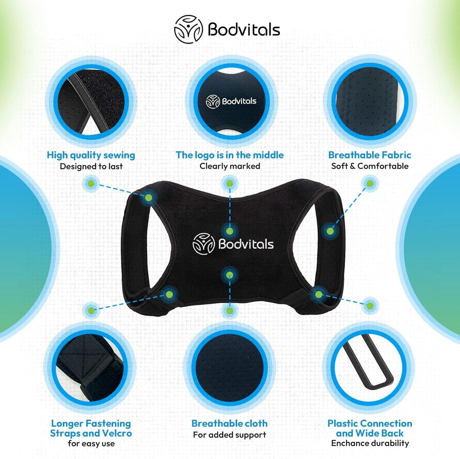 اصلاح کننده وضعیت بدن BODVITALS برای زنان و مردان | بریس پشتیبانی نیمه بالایی کاملاً قابل تنظیم و راحت | پشتیبانی از وضعیت بدن گردن، شانه و پشت | تسکین درد از ناحیه کمر (مشکی، M) اصلاح کننده وضعیت بدن BODVITALS برای زنان و مردان | بریس پشتیبانی نیمه بالایی کاملاً قابل تنظیم و راحت | پشتیبانی از وضعیت بدن گردن، شانه و پشت | تسکین درد از ناحیه کمر (مشکی، M)