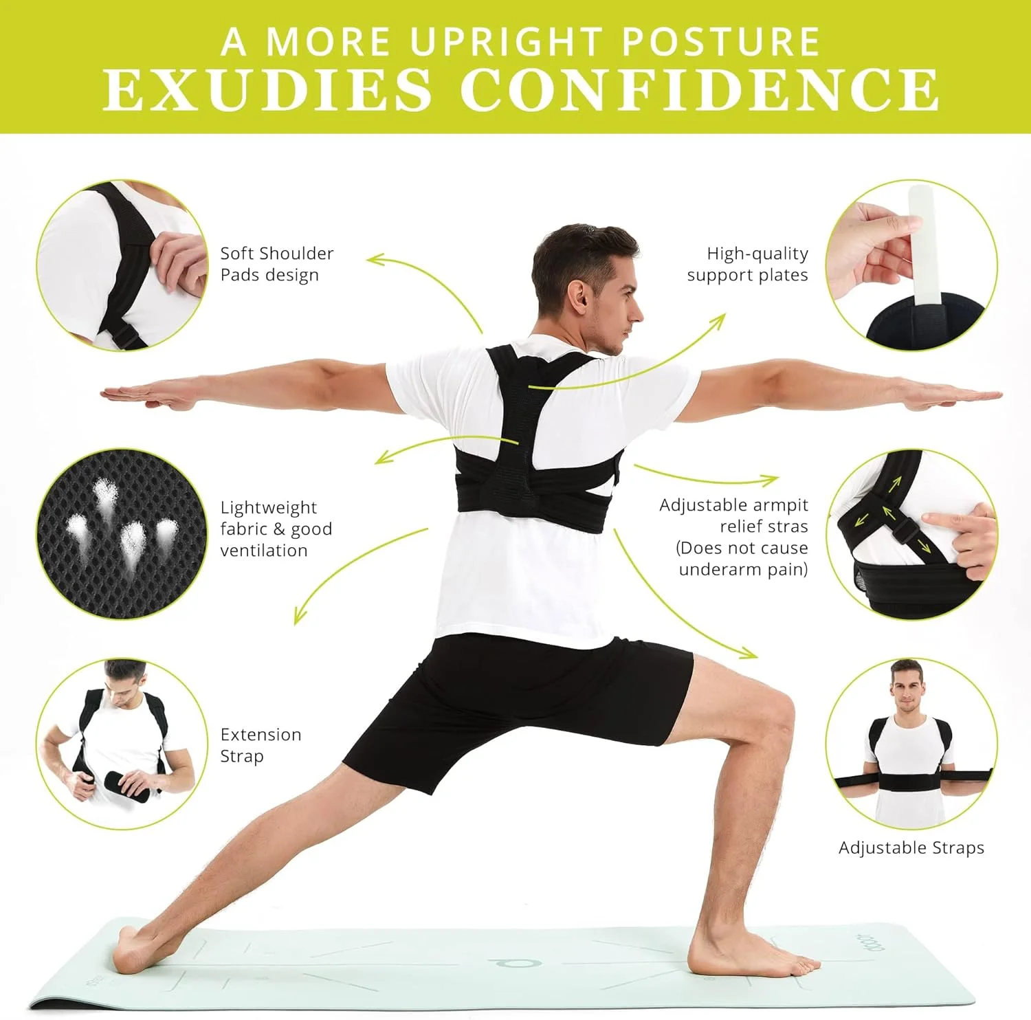 اصلاح کننده وضعیت بدن برای زنان و مردان، بریس قابل تنظیم قسمت بالای کمر برای پشتیبانی از قوز و تسکین درد گردن، شانه و قسمت بالای کمر (مشکی، L/XL) اصلاح کننده وضعیت بدن برای زنان و مردان، بریس قابل تنظیم قسمت بالای کمر برای پشتیبانی از قوز و تسکین درد گردن، شانه و قسمت بالای کمر (مشکی، L/XL)