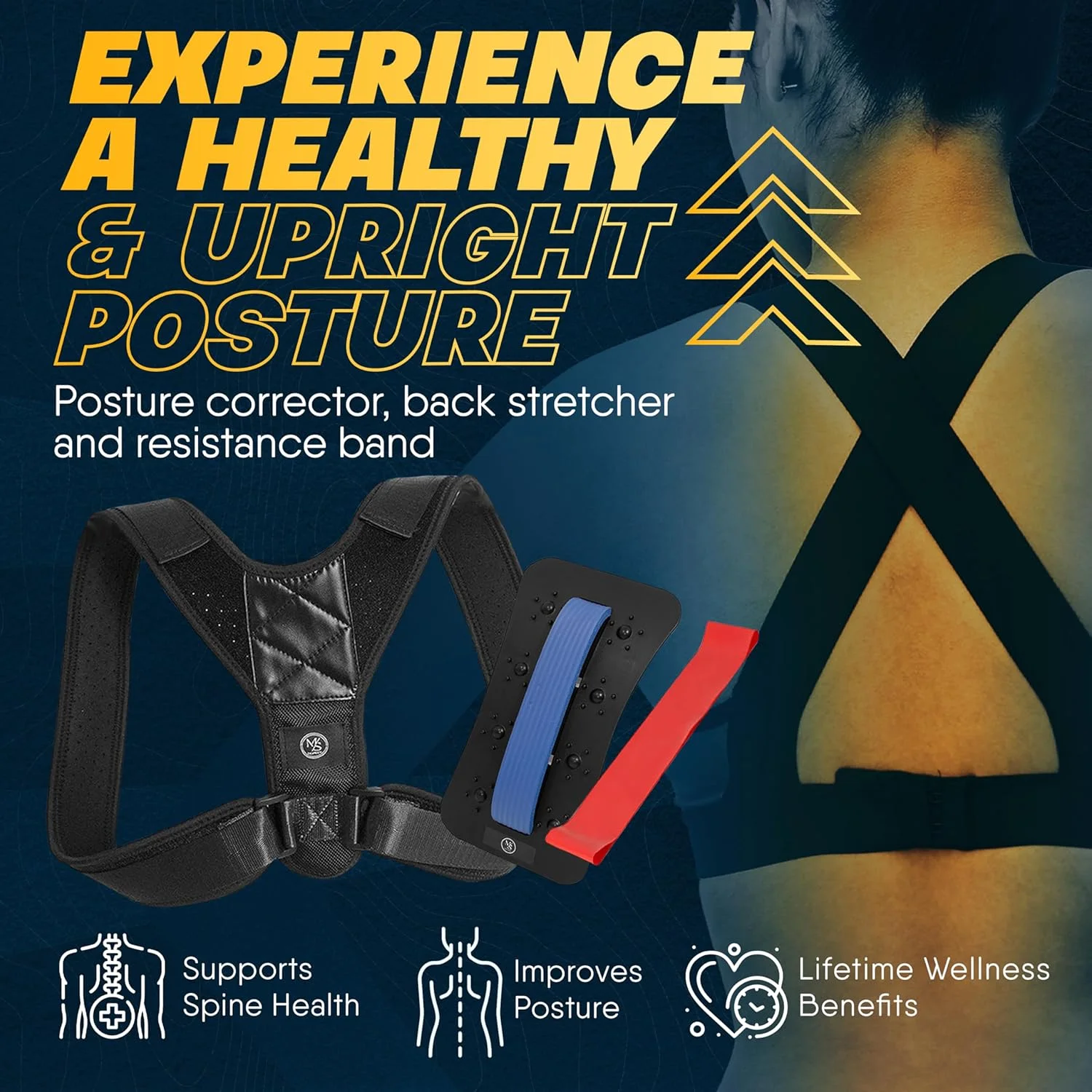 دستگاه کشش دهنده کمر با اصلاح کننده وضعیت بدن برای زنان و مردان - کشش دهنده پایین کمر، کمربند پشتیبانی کمر برای زنان، مجموعه ای برای تسکین درد پایین کمر با تخته قابل تنظیم و کش مقاومتی دستگاه کشش دهنده کمر با اصلاح کننده وضعیت بدن برای زنان و مردان - کشش دهنده پایین کمر، کمربند پشتیبانی کمر برای زنان، مجموعه ای برای تسکین درد پایین کمر با تخته قابل تنظیم و کش مقاومتی