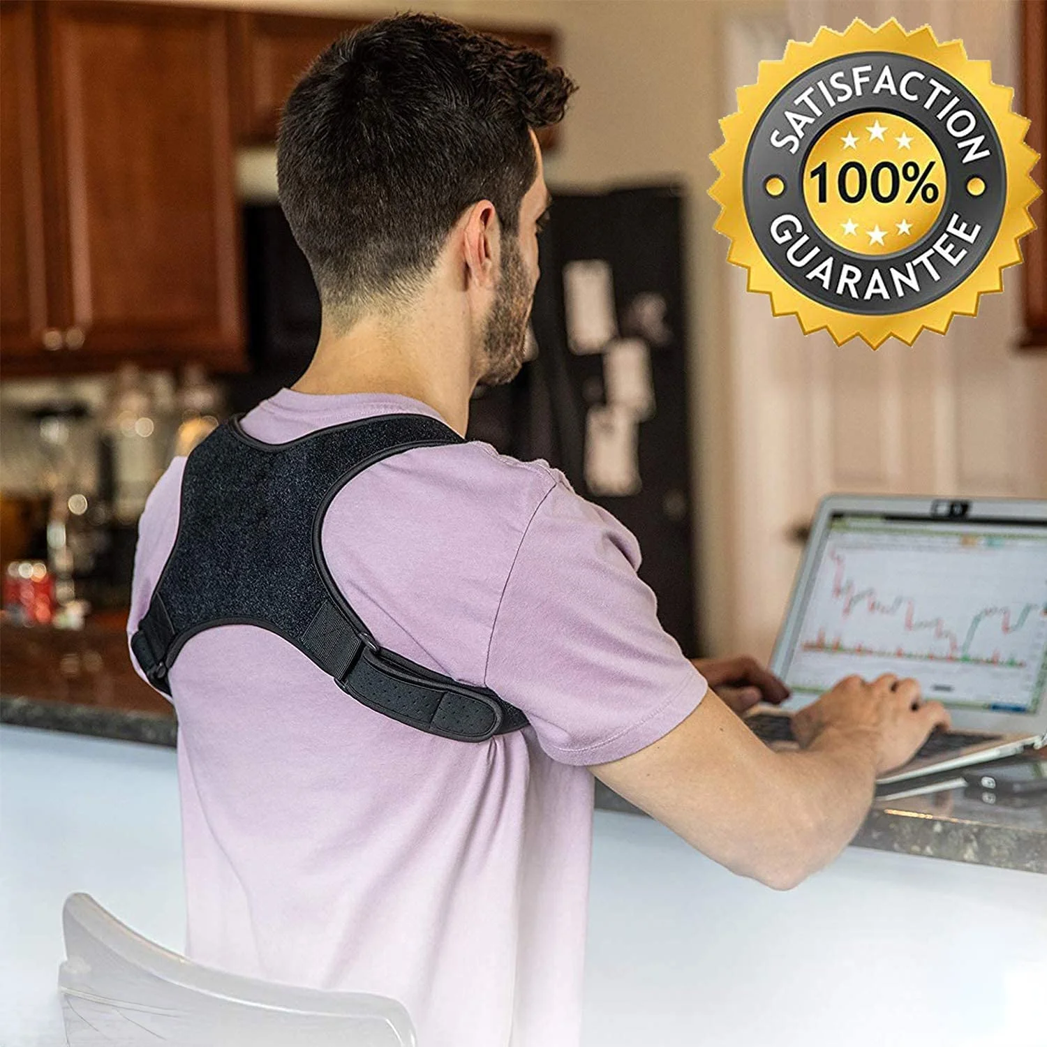 اصلاح کننده وضعیت بدن برای آقایان | بریس قابل تنظیم قسمت بالای کمر با سایز جهانی برای ترقوه، جهت حمایت از گردن، کمر و شانه و تسکین درد، صاف کننده کیفوز و پشتیبانی از ستون فقرات