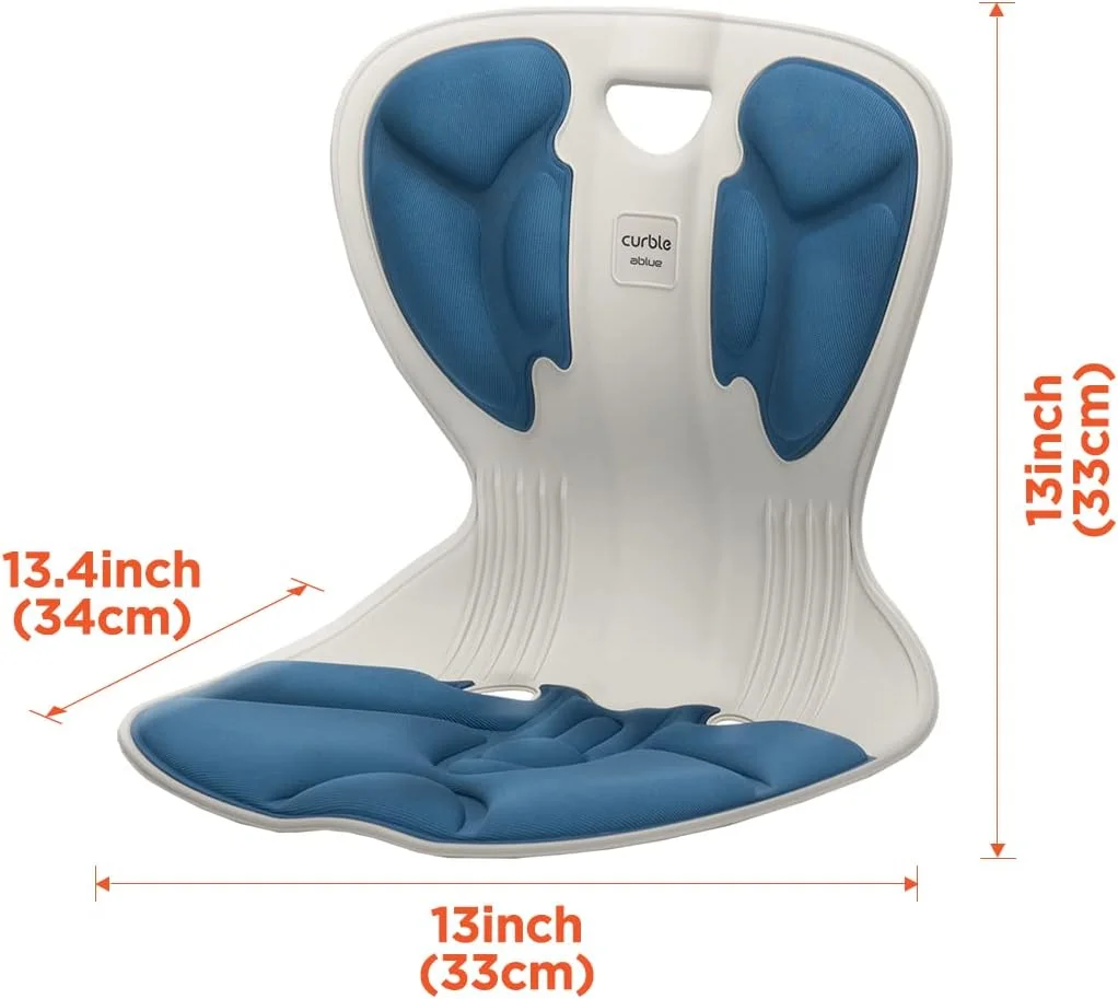 صندلی کربل [کودک]، پشتیبانی ارگونومیک از کمر، اصلاح کننده کوچک و انعطاف پذیر وضعیت بدن برای کودکان و نوجوانان، ایده آل برای یوگا، مدیتیشن، مدرسه، میز، صندلی زمینی (آبی)