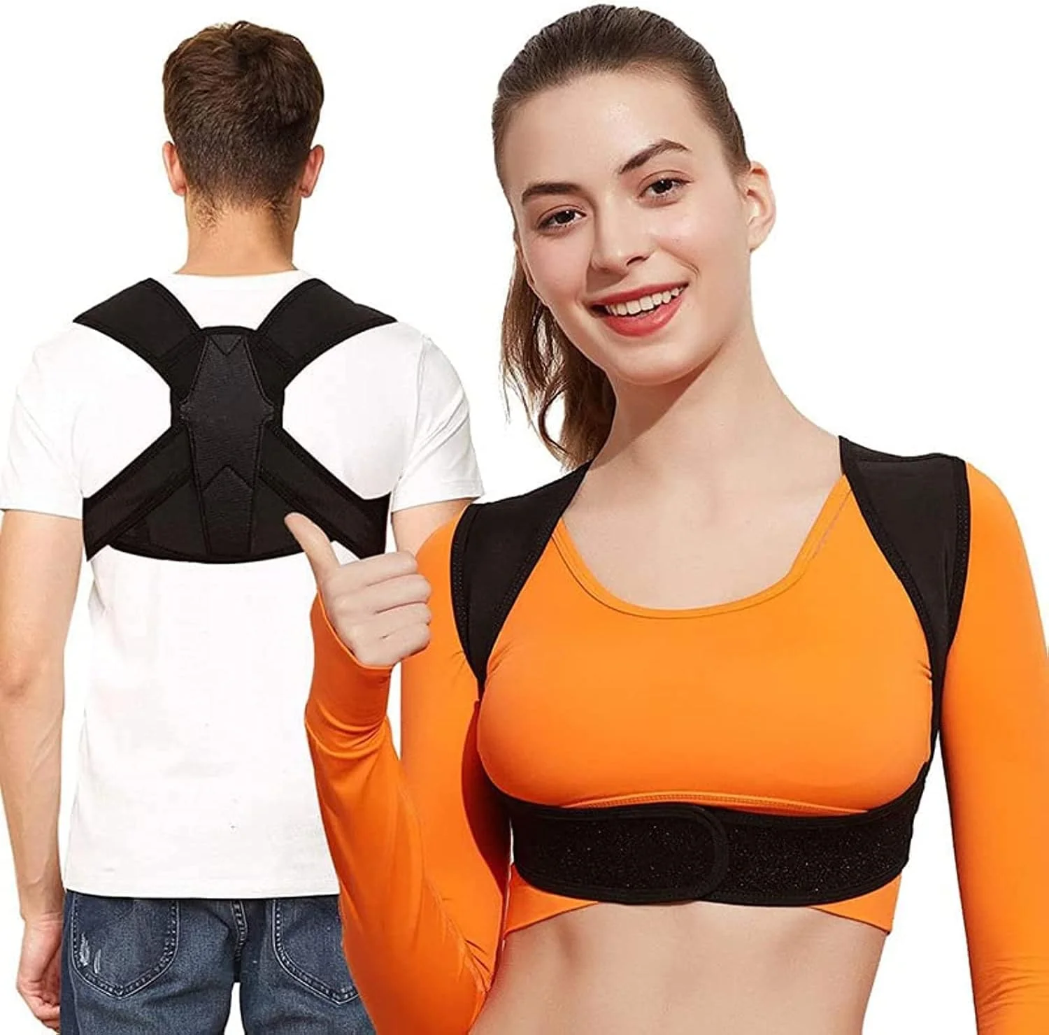 اصلاح کننده وضعیت بدن ELECDON برای زنان و مردان، بریس قابل تنظیم قسمت بالایی کمر، صاف کننده پشتی تنفسی، تسکین درد از ناحیه کمر، گردن، شانه و ترقوه، پشت (L/XL (38"-44""))