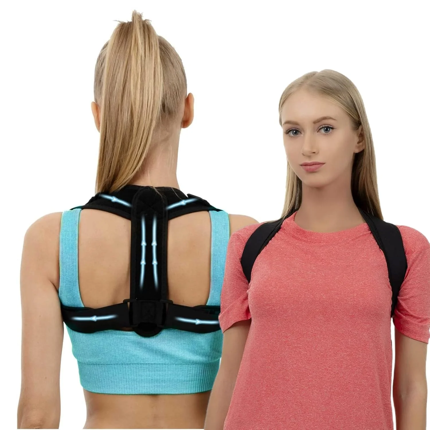 اصلاح کننده وضعیت بدن اکسفور برای زنان و مردان، بریس قابل تنظیم قسمت بالای کمر، صاف کننده پشتی تنفسی، تسکین درد از ناحیه کمر، گردن، شانه و ترقوه، پشت (سایز جهانی)