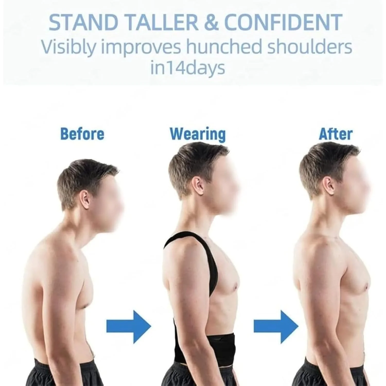 اصلاح کننده وضعیت بدن هالامودو برای زنان و مردان، صاف کننده قابل تنظیم قسمت بالای کمر و تسکین دهنده درد گردن، شانه و قسمت بالای کمر (مشکی، بزرگ)