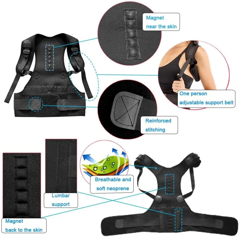 اصلاح کننده وضعیت بدن مغناطیسی، کمربند پشتیبان شانه و کمر قابل تنظیم با پشتیبانی مغناطیسی برای اصلاح قوز، تسکین درد گردن، پشت و ستون فقرات (L) اصلاح کننده وضعیت بدن مغناطیسی، کمربند پشتیبان شانه و کمر قابل تنظیم با پشتیبانی مغناطیسی برای اصلاح قوز، تسکین درد گردن، پشت و ستون فقرات (L)