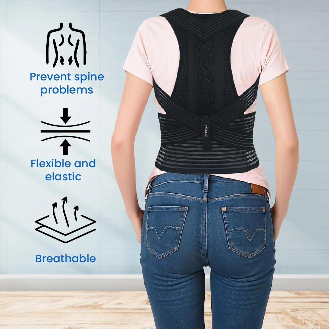 ارتونیکس کمربند اصلاح کننده وضعیت بدن، پشتیبانی از ترقوه و شانه برای مردان و زنان، پشتیبانی کامل از کمر، تسکین درد بالای و پایین کمر - اسکولیوز، قوز، کیفوز، قفسه سینه، اصلاح کننده ستون فقرات / 8247