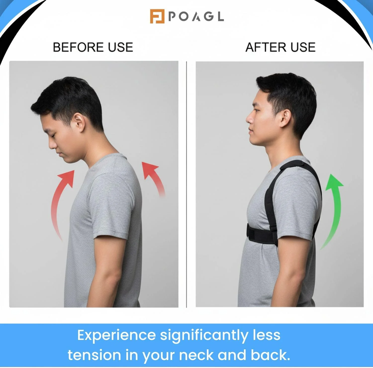 اصلاح کننده وضعیت بدن برای آقایان | بریس قابل تنظیم قسمت بالای کمر برای ترقوه، جهت حمایت از گردن، کمر و تسکین درد شانه، صاف کننده کیفوز، پشتیبانی از ستون فقرات (طراحی ثبت شده)