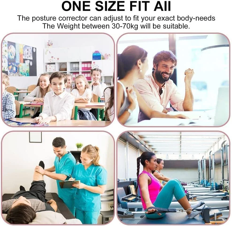 اصلاح کننده وضعیت بدن برای زنان و مردان، بریس قسمت بالای کمر به کاهش فشار کمر، افتادگی شانه و گردن درد ناشی از استفاده زیاد از موبایل کمک می کند، دارای هشت نقطه پشتیبانی، سایز قابل تنظیم، کمربند اصلاح وضعیت نشستن