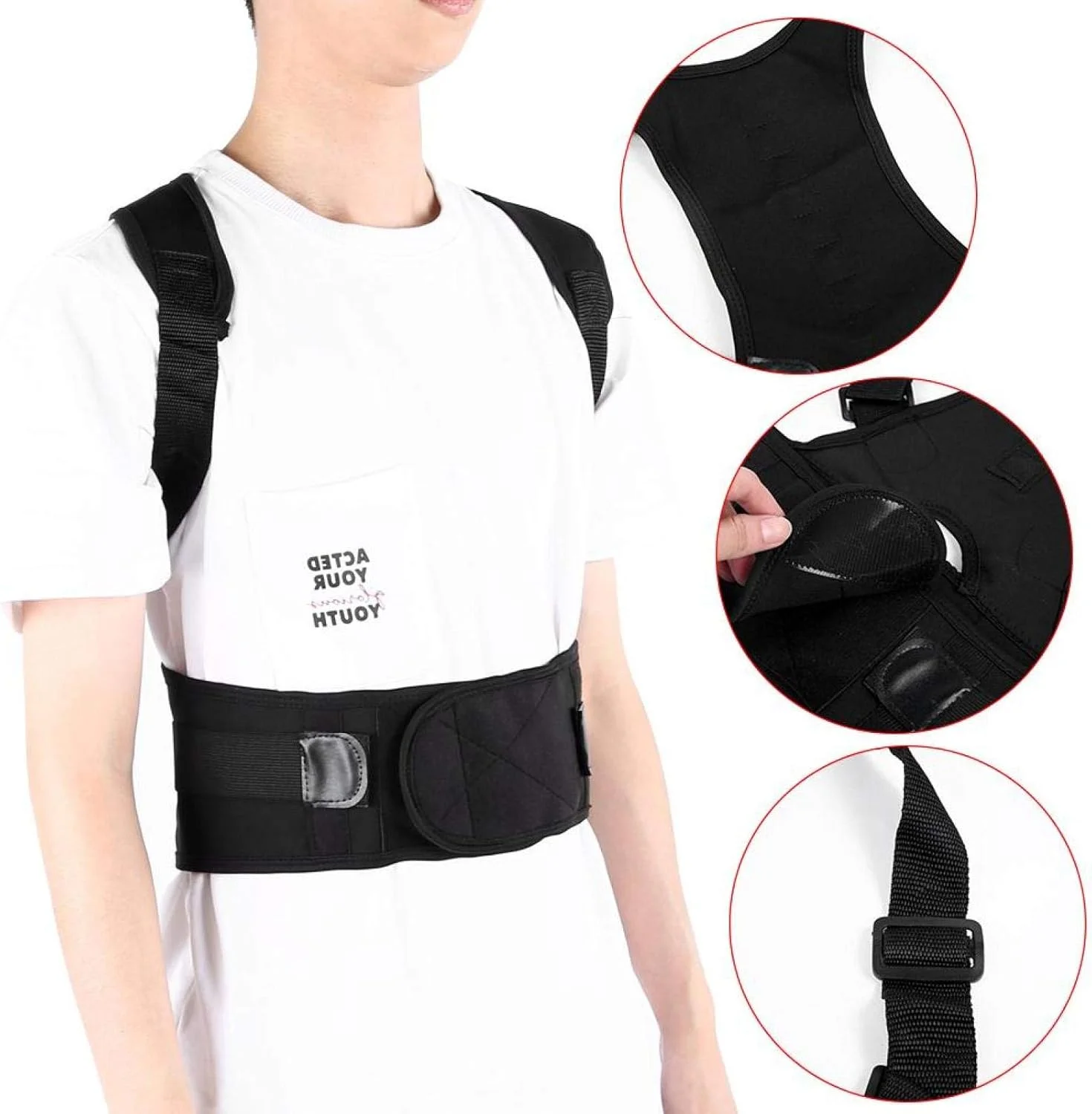 اصلاح کننده وضعیت بدن مغناطیسی قابل تنظیم Showay، بهترین وسیله برای بهبود وضعیت بدن، رفع درد پایین و بالای کمر و شانه، پشتیبانی از اصلاح وضعیت بدن، یونیورسال سایز بزرگ، APC-003، (دور کمر) (L) اصلاح کننده وضعیت بدن مغناطیسی قابل تنظیم Showay، بهترین وسیله برای بهبود وضعیت بدن، رفع درد پایین و بالای کمر و شانه، پشتیبانی از اصلاح وضعیت بدن، یونیورسال سایز بزرگ، APC-003، (دور کمر) (L)