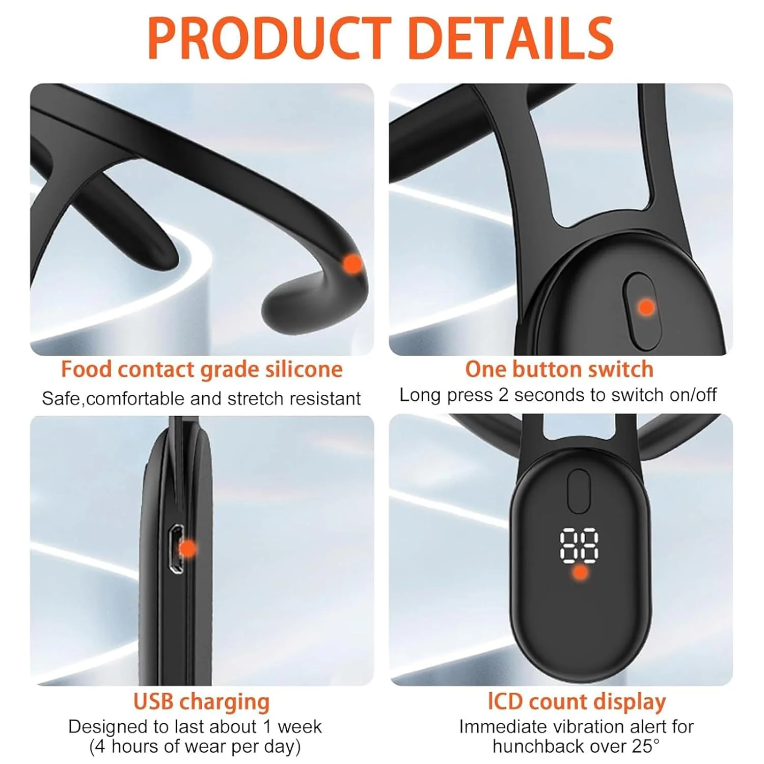 اصلاح کننده هوشمند وضعیت بدن - صاف کننده قوز گردن، پشتیبان هوشمند کمر، مربی ارگونومیک وضعیت بدن، بهبود دهنده وضعیت پشت با ویبره، قابل شارژ (مشکی) اصلاح کننده هوشمند وضعیت بدن - صاف کننده قوز گردن، پشتیبان هوشمند کمر، مربی ارگونومیک وضعیت بدن، بهبود دهنده وضعیت پشت با ویبره، قابل شارژ (مشکی)