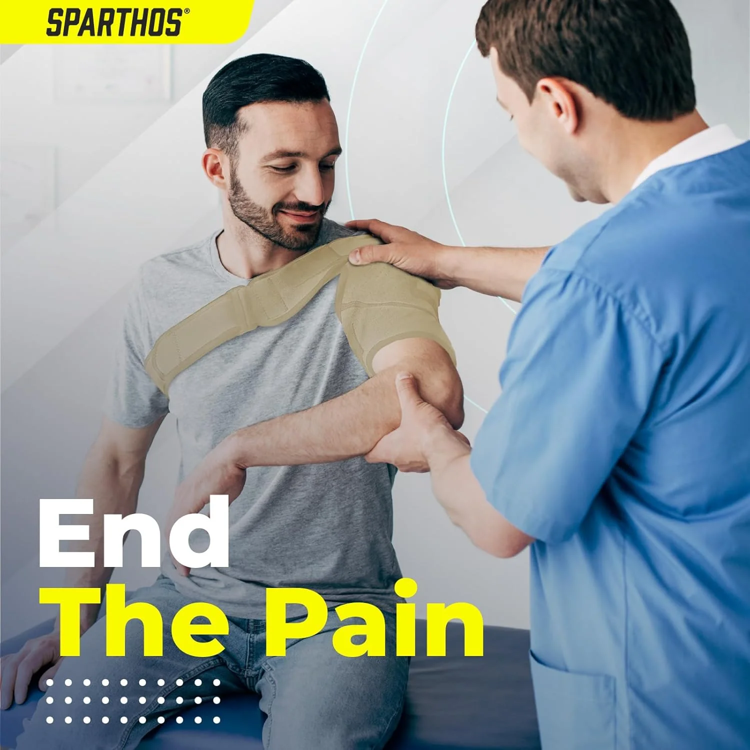 آستین فشاری و حمایتی شانه Sparthos - تسکین درد مفصل AC و آسیب دیدگی روتاتور کاف - آویز بی حرکت کننده بازو، دارای جیب کیسه یخ، بند ثبات - مناسب آقایان و بانوان