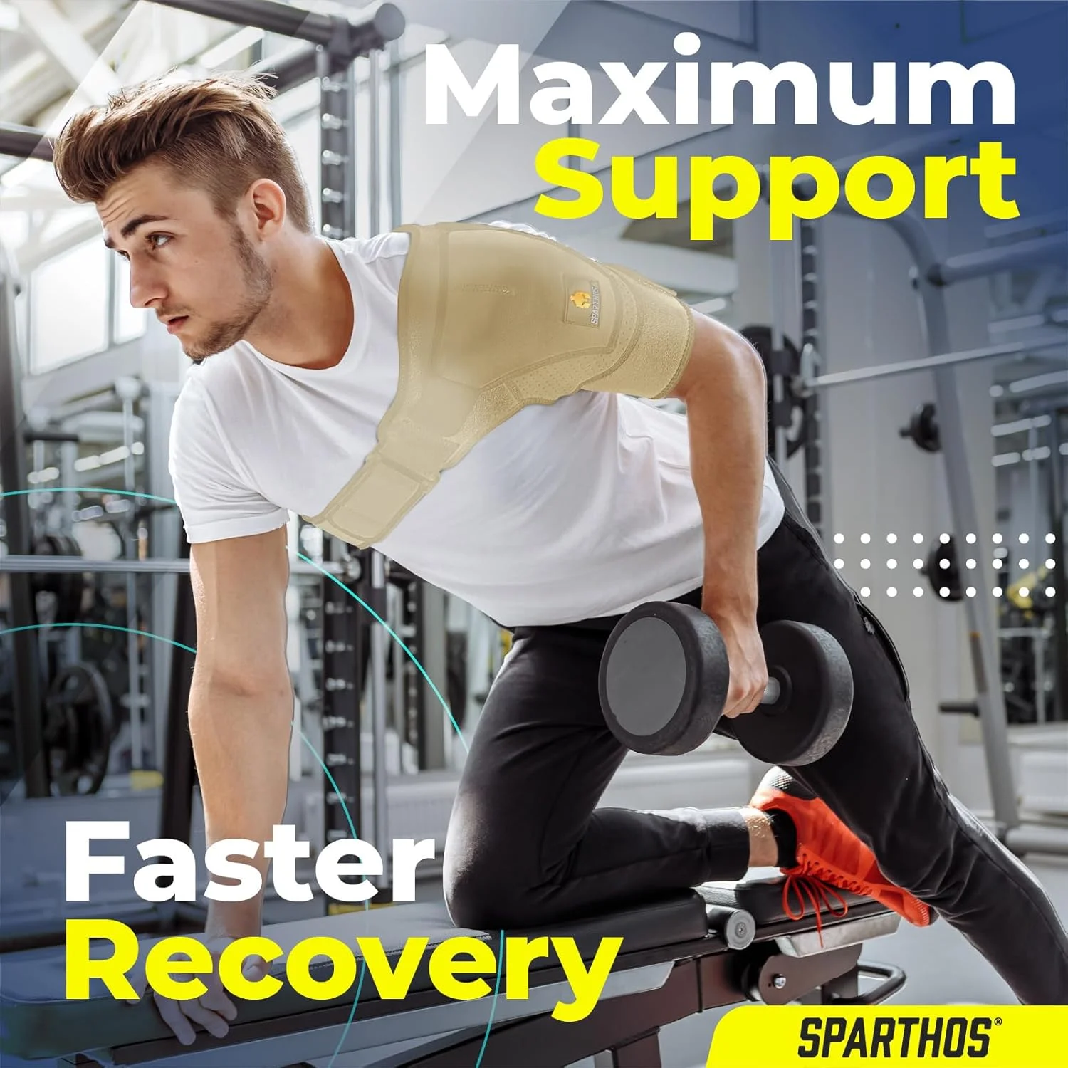 آستین فشاری و حمایتی شانه Sparthos - تسکین درد مفصل AC و آسیب دیدگی روتاتور کاف - آویز بی حرکت کننده بازو، دارای جیب کیسه یخ، بند ثبات - مناسب آقایان و بانوان