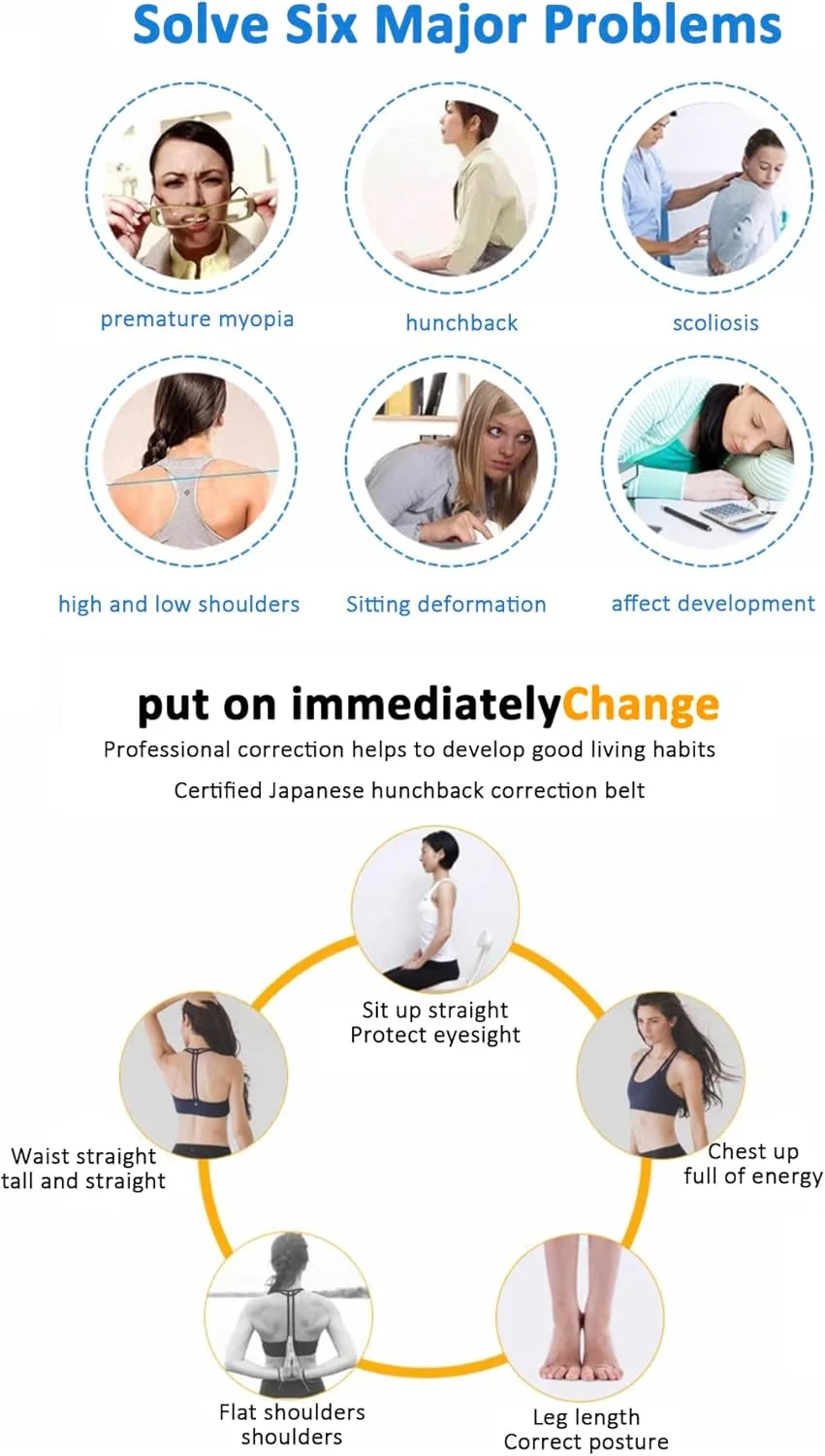 حمایت کننده کمر صاف ممتاز، اصلاح کننده وضعیت بدن برای مردان و زنان، بریس برای مردان و زنان، مشکی، M