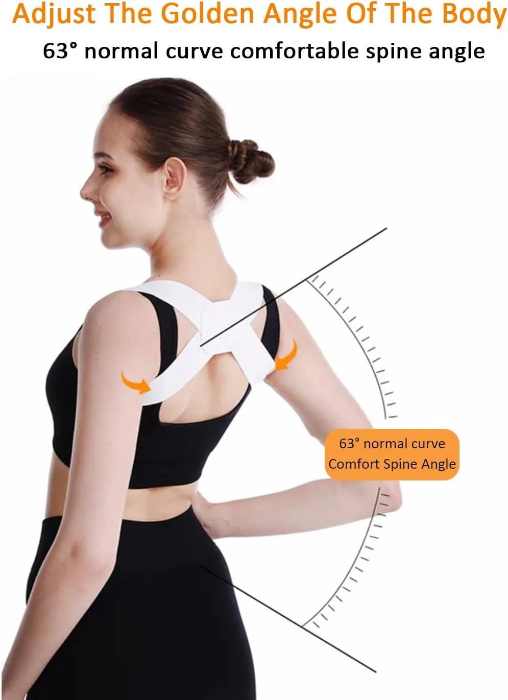 حمایت از کمر، بند اصلاح کننده کمر، اصلاح کننده وضعیت بدن برای مردان و زنان، بهبود وضعیت بدن، تسکین درد شانه و کمر - سفید - XL