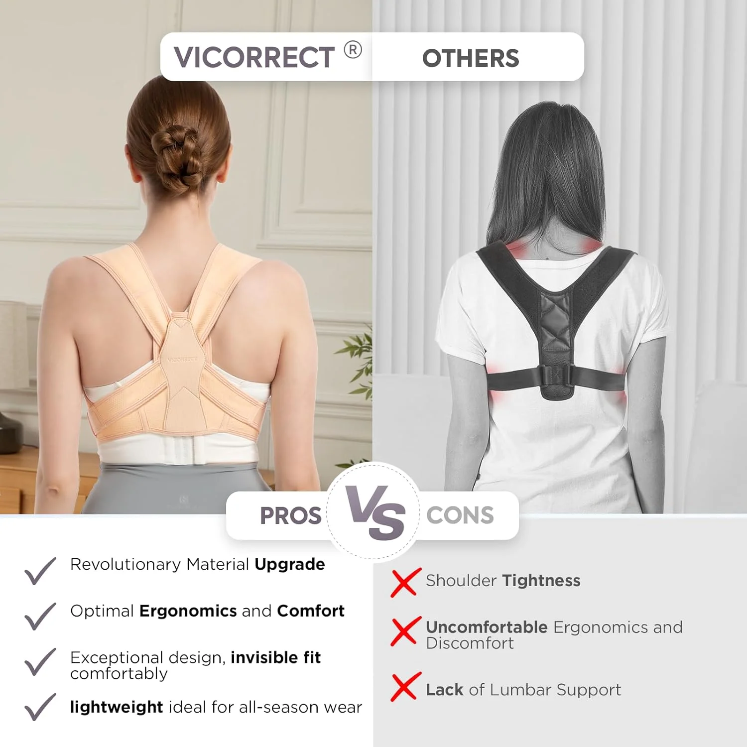 اصلاح کننده وضعیت بدن Vicorrect برای خانم ها و آقایان، اصلاح کننده وضعیت بدن قابل تنظیم برای قسمت بالای کمر و تسکین درد گردن، شانه و قسمت بالای کمر (کوچک/متوسط) اصلاح کننده وضعیت بدن Vicorrect برای خانم ها و آقایان، اصلاح کننده وضعیت بدن قابل تنظیم برای قسمت بالای کمر و تسکین درد گردن، شانه و قسمت بالای کمر (کوچک/متوسط)