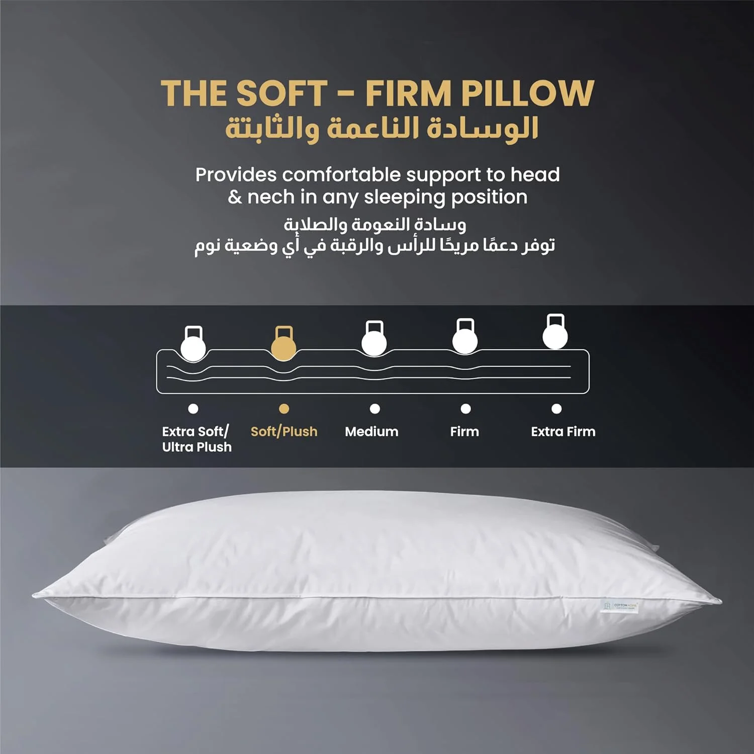 بالش راحتی پنبه‌ای هوم، 45 در 70 سانتی‌متر، بالش خواب سبک وزن استاندارد برای خوابیدن، بالش برای افرادی که به پشت و شکم می‌خوابند (سفید) بسته‌ی 1 عددی