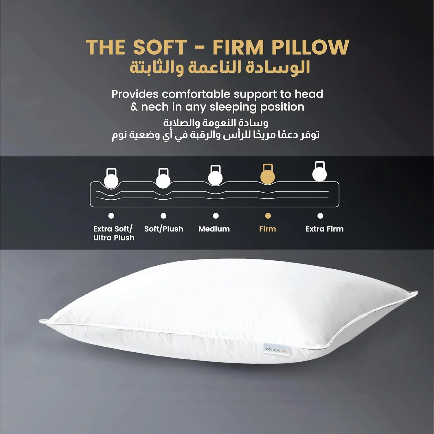 بالش کلاسیک پنبه‌ای هوم سایز 50X75 سانتی‌متر، بالش خواب فوق‌العاده نرم هتلی، ضد باکتری، استاندارد، مناسب برای خوابیدن به پهلو، نرم و پفکی (سفید) تک عددی