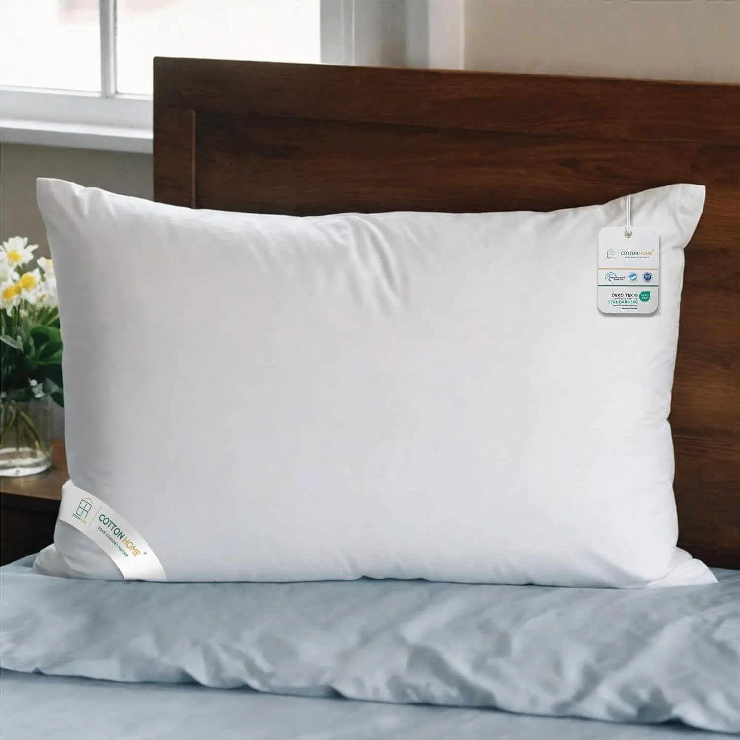 بالش های پنبه ای خانگی مدل Comfort، ابعاد 48 در 70 سانتی متر، مناسب برای خواب، میکروفایبر استاندارد، مناسب برای خواب پهلو، نرم و لطیف، مشابه بالش های لوکس هتل، (سفید) بسته 4 عددی