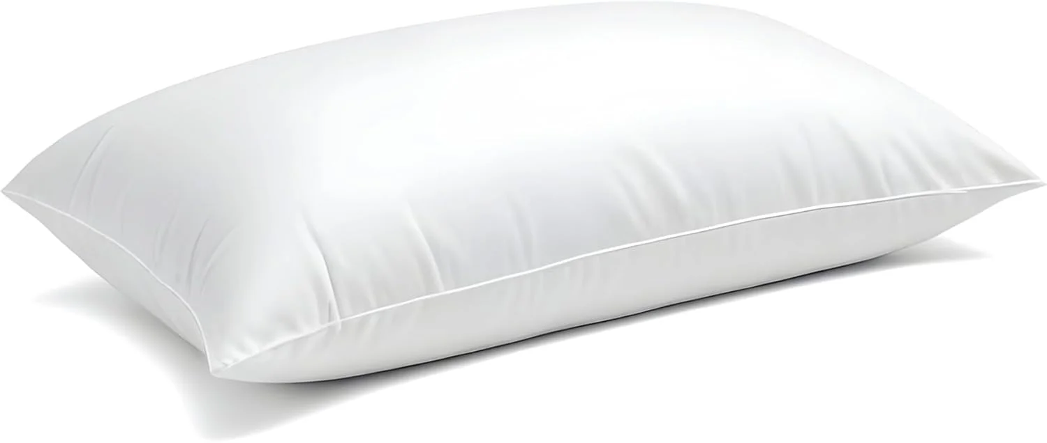 بالش خواب پنبه ای خانگی لوکس و راحت با بند همرنگ پارچه 50 در 75 سانتی متر، بالش های تخت خواب جایگزین پر، بسیار نرم و لطیف، بالش استاندارد هتلی (سفید) 1100 گرم