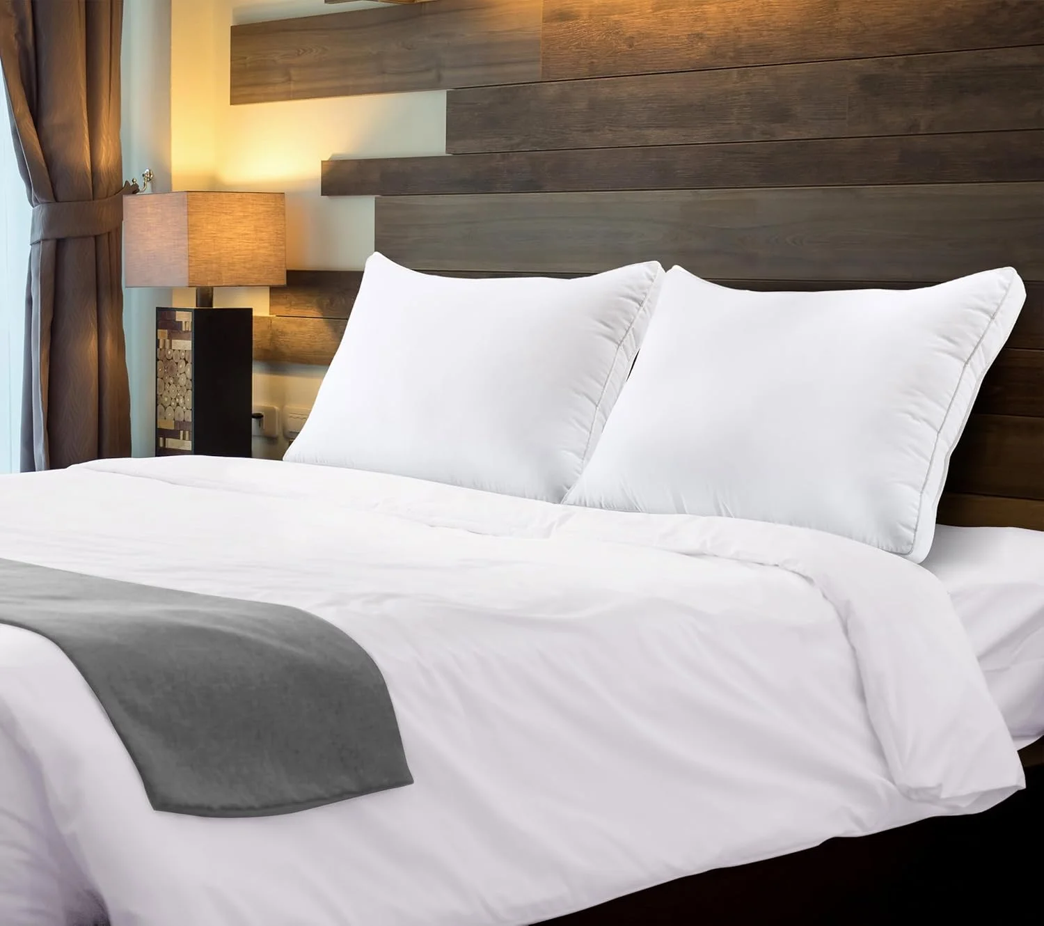 بالش های تخت خواب یوتوپیا برای خواب سایز کوئین (سفید)، ست 2 عددی، کیفیت خنک کننده هتلی، بالش لبه دار برای خوابندگان به پشت، شکم یا پهلو