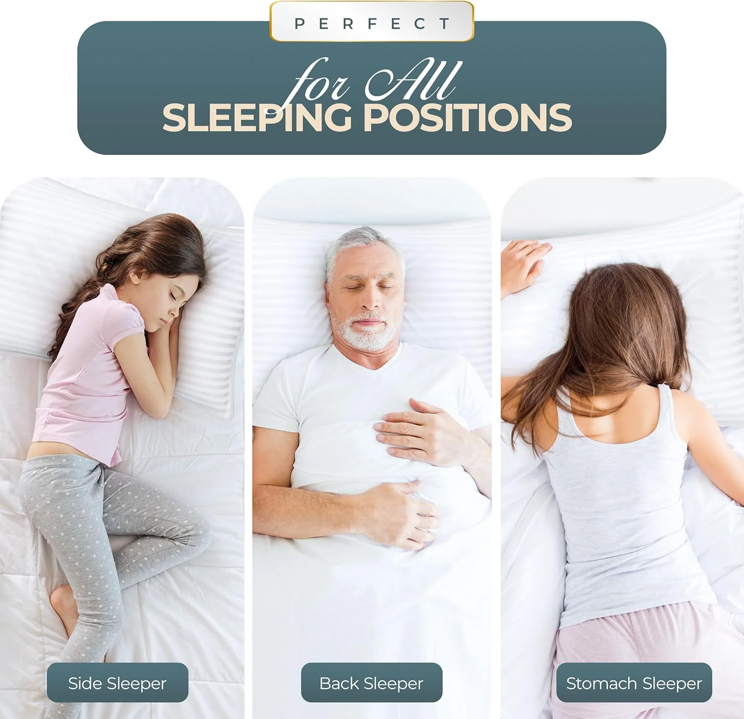 بالش های تخت خواب یوتوپیا برای خوابیدن سایز استاندارد (سفید)، ست 2 عددی، خنک کننده با کیفیت هتلی، برای خوابندگان به پشت، شکم یا پهلو